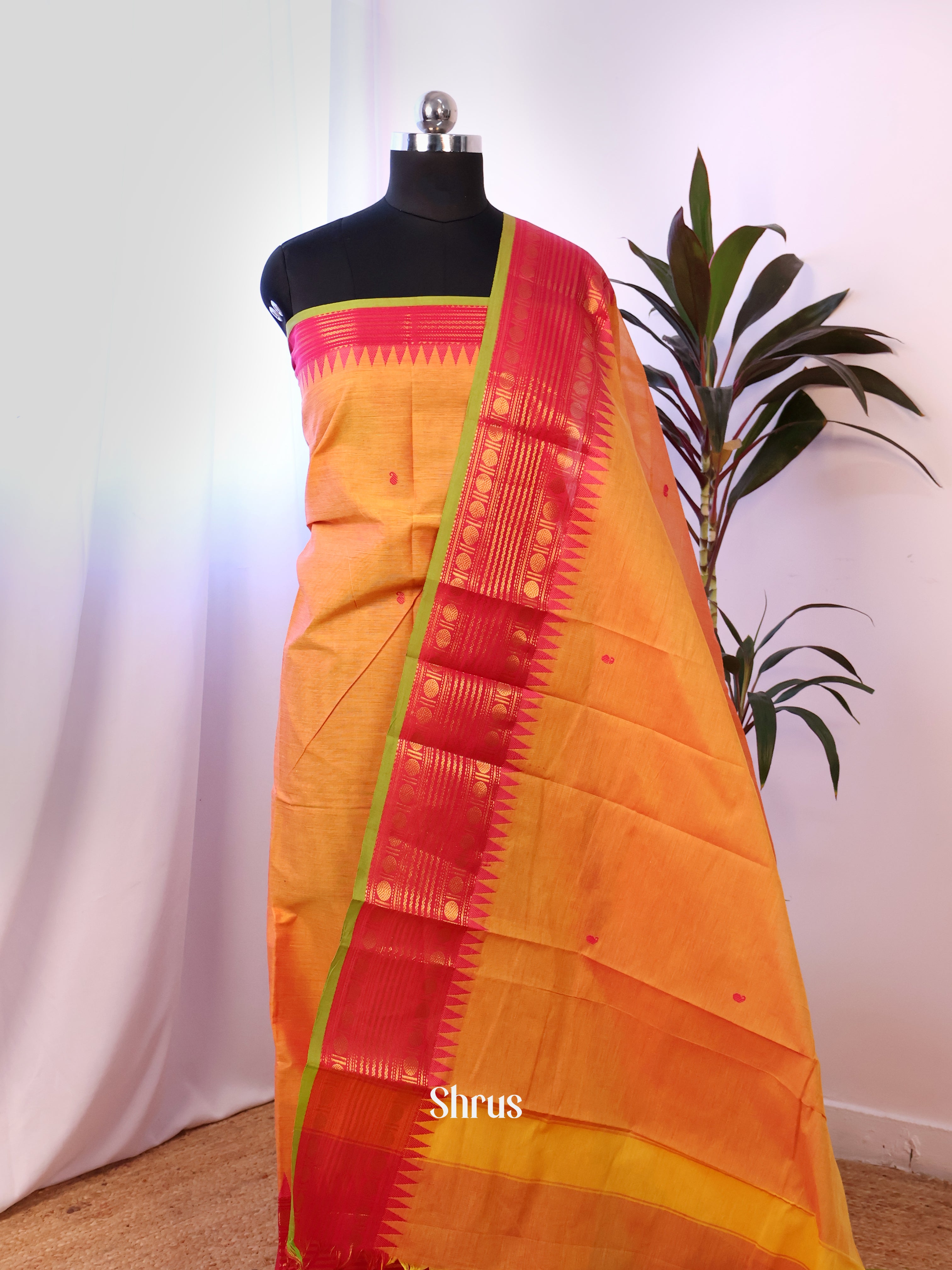 Mustard & Pink- chettinad top & dupatta combo - Shop on Shrus.com