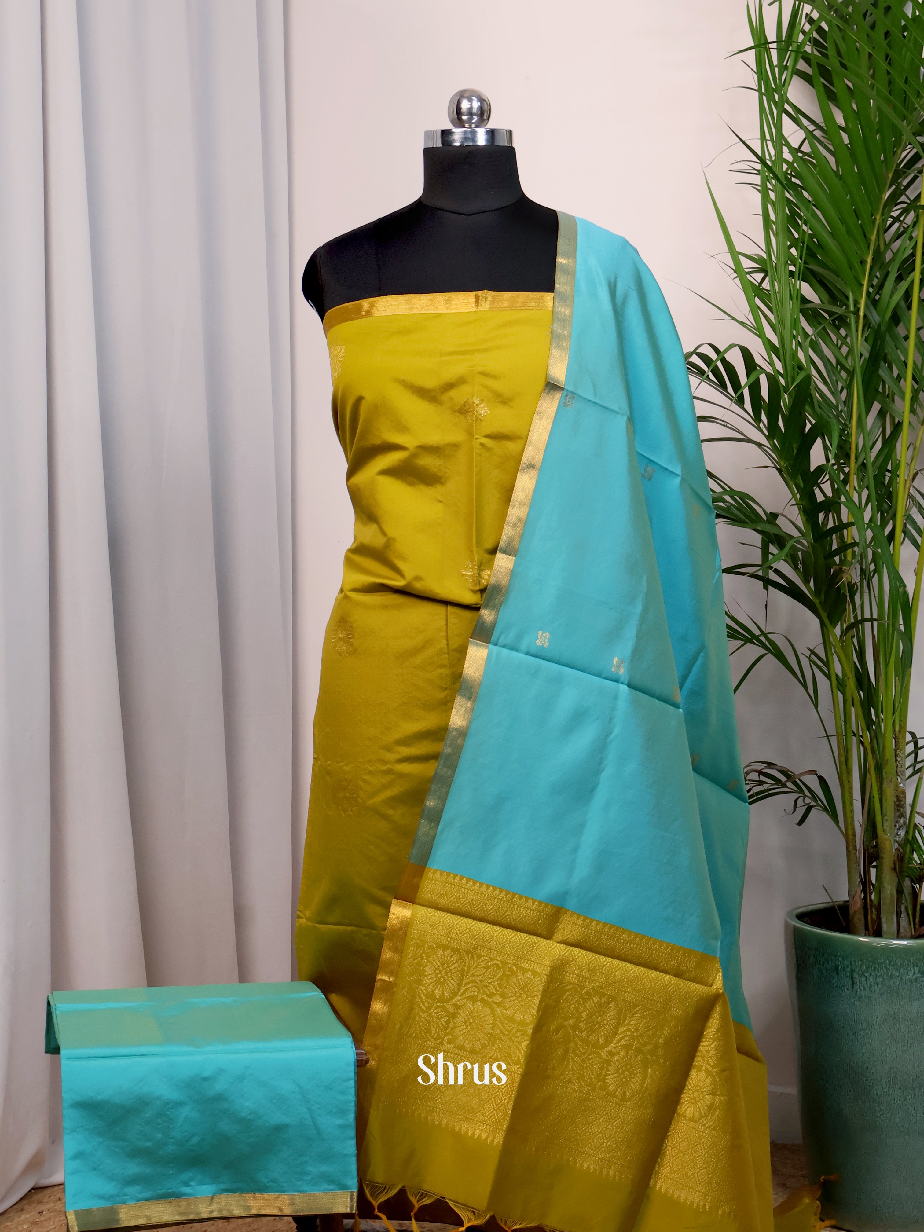 Green & Teal Blue - semi softsilk salwar - Shop on Shrus.com