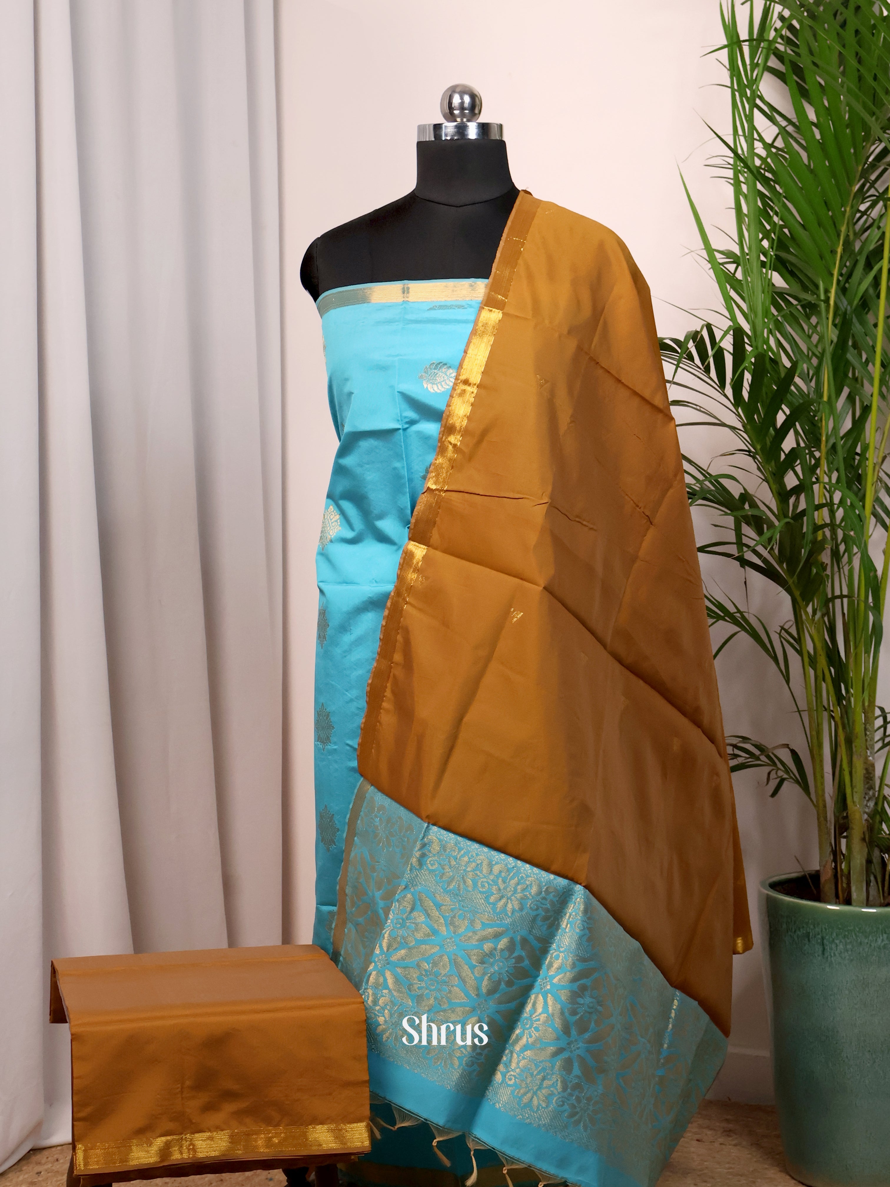 Blue & Brown - semi softsilk salwar - Shop on Shrus.com
