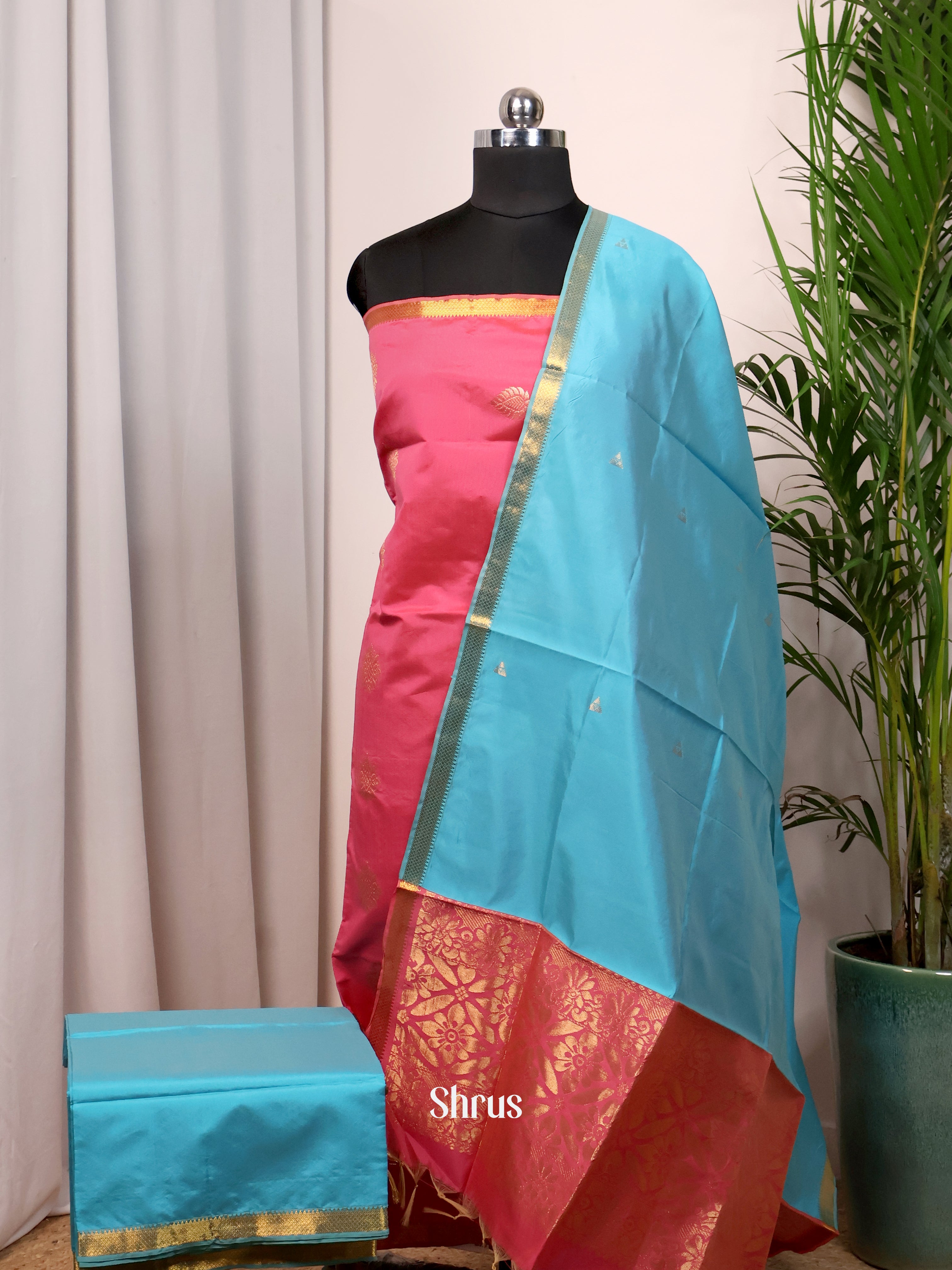 Pink & Blue - semi softsilk salwar - Shop on Shrus.com