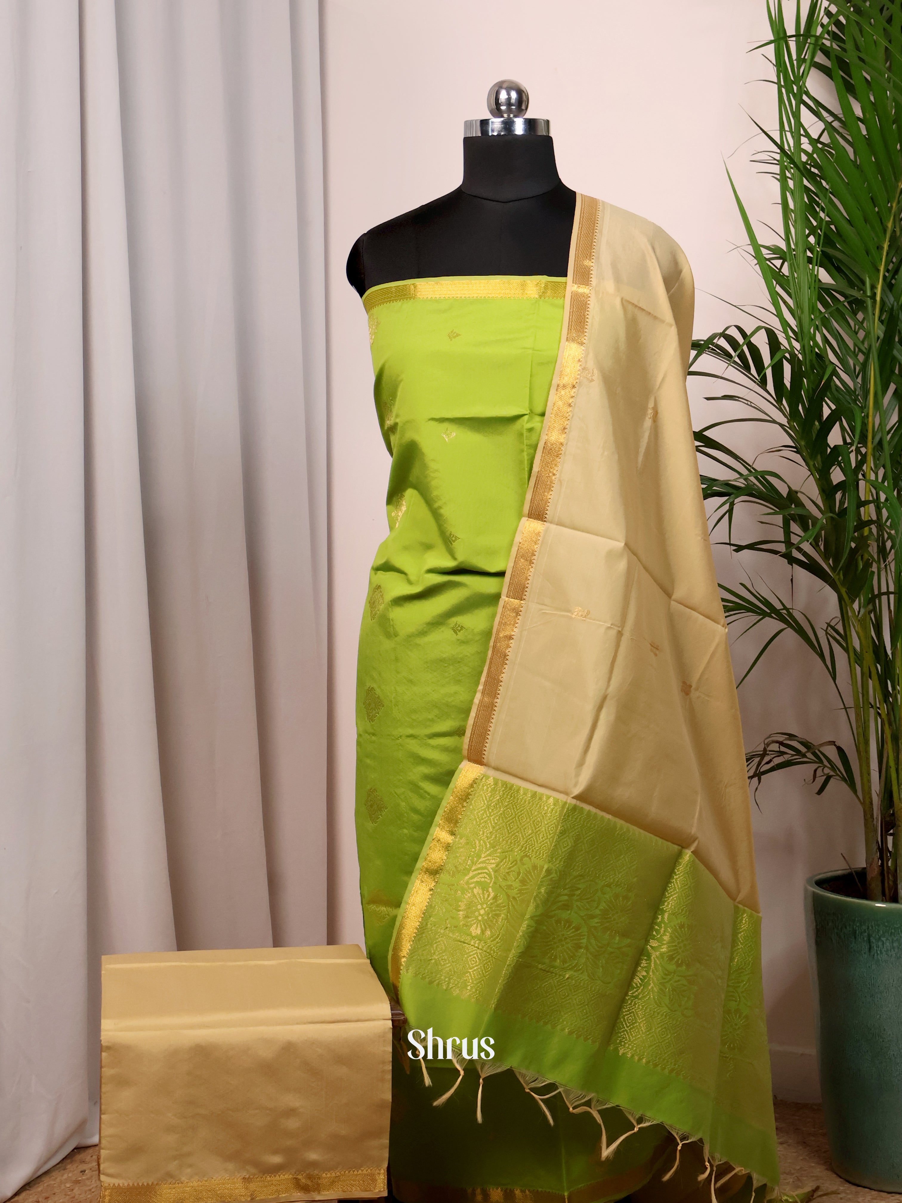 Green & Gold - semi softsilk salwar - Shop on Shrus.com