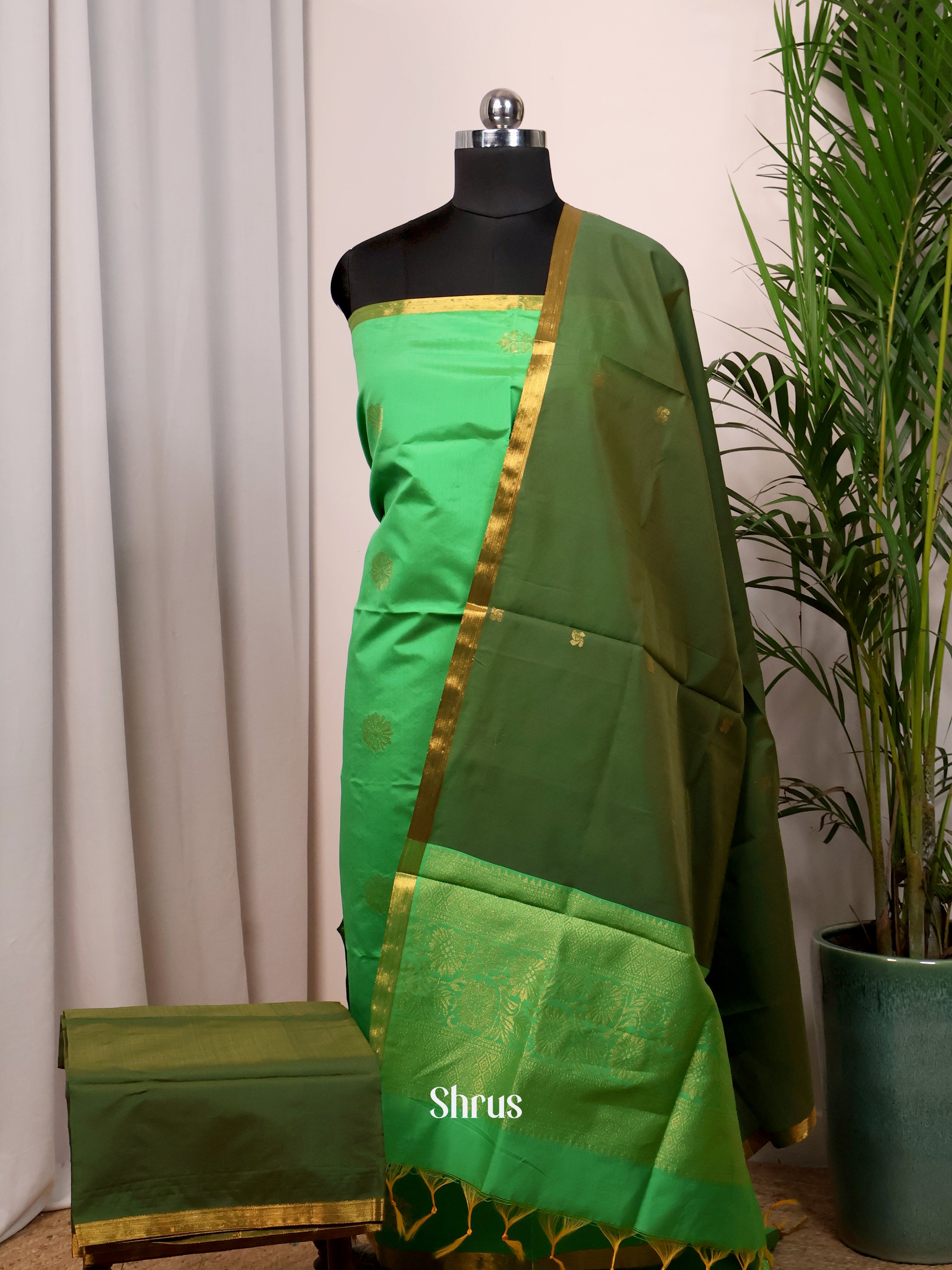 Pista Green & Green - semi softsilk salwar - Shop on Shrus.com