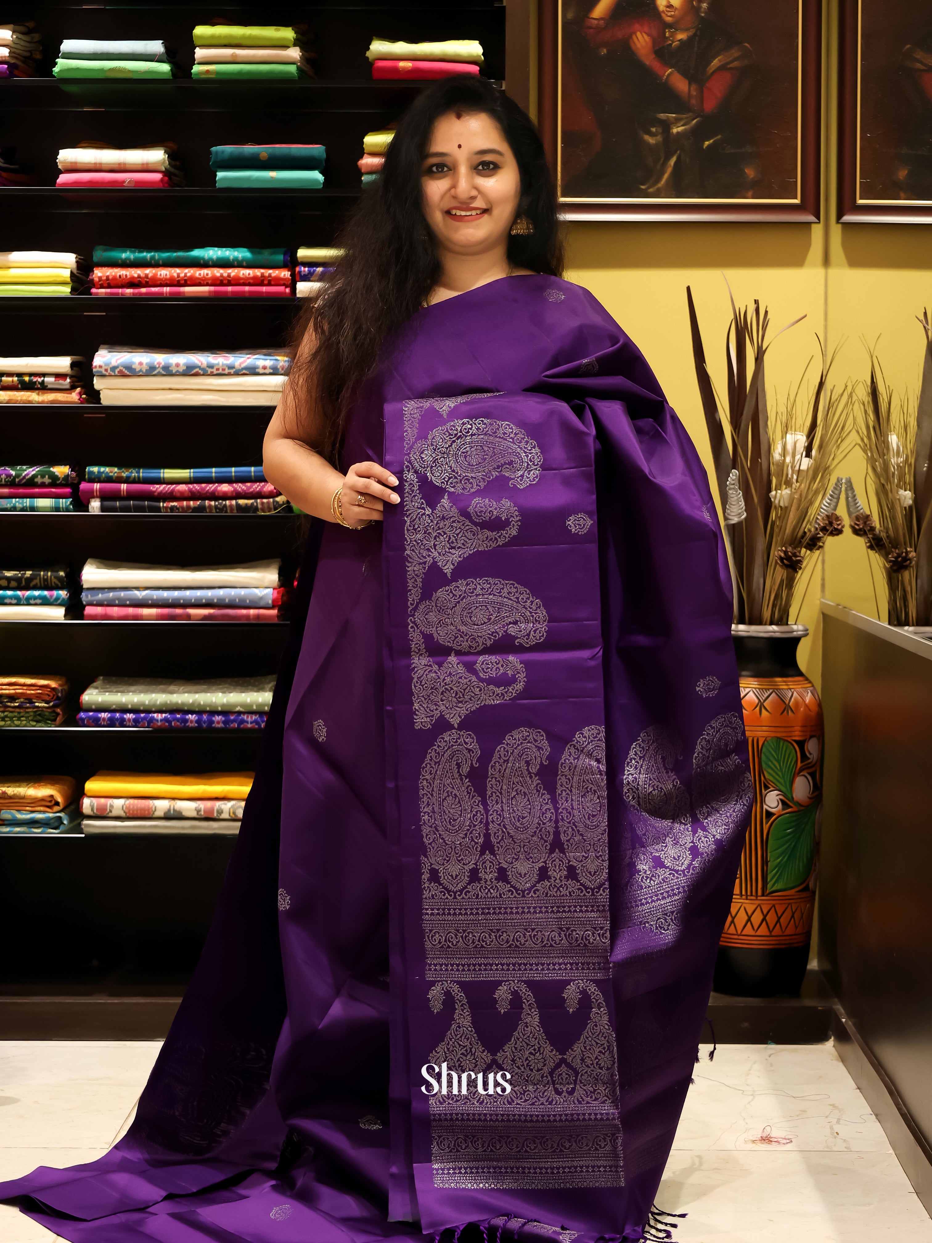 Violet - Soft silk Saree - Shop on Shrus.com