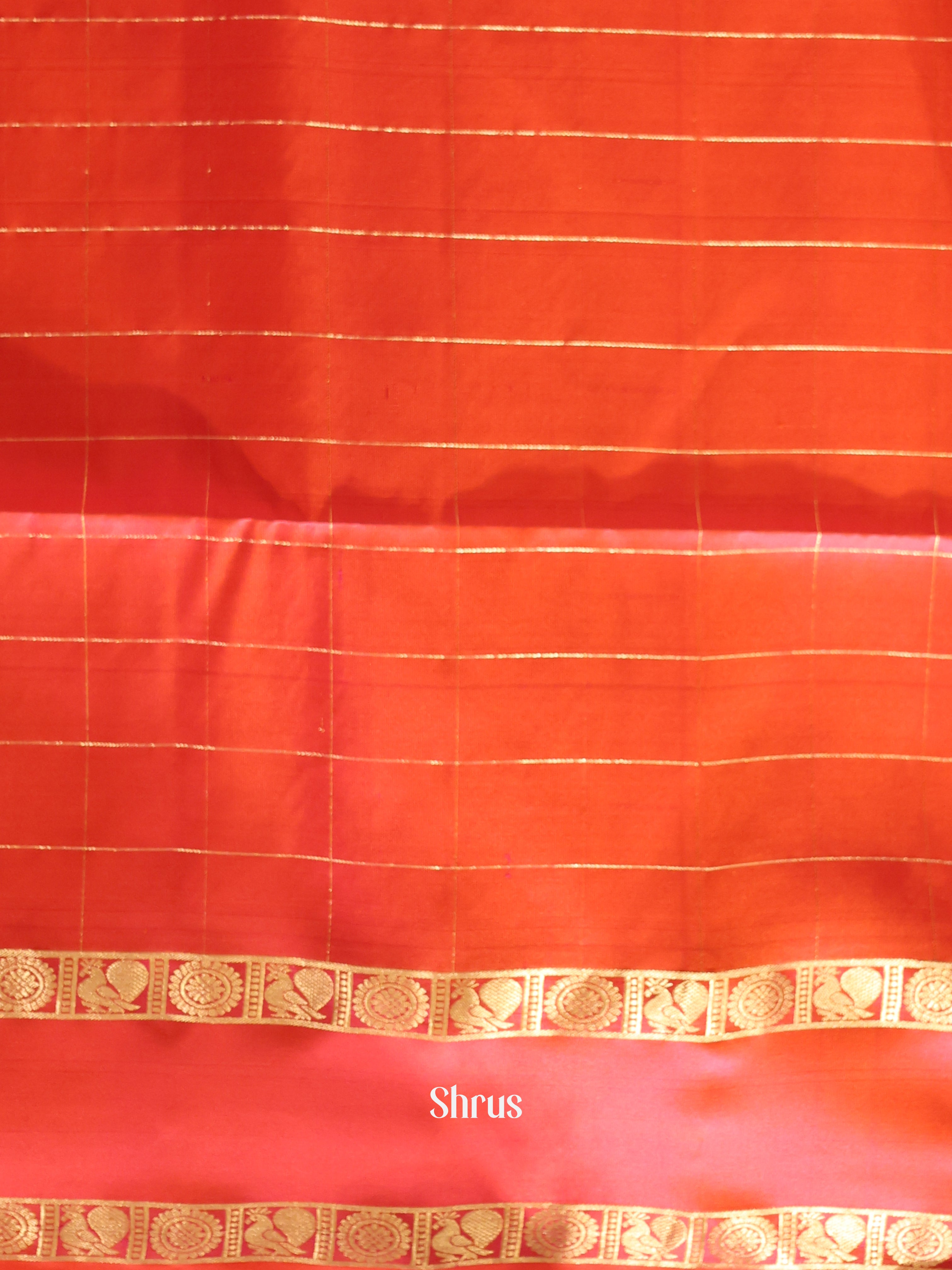 Mustard & Orange- Soft silk Saree - Shop on Shrus.com