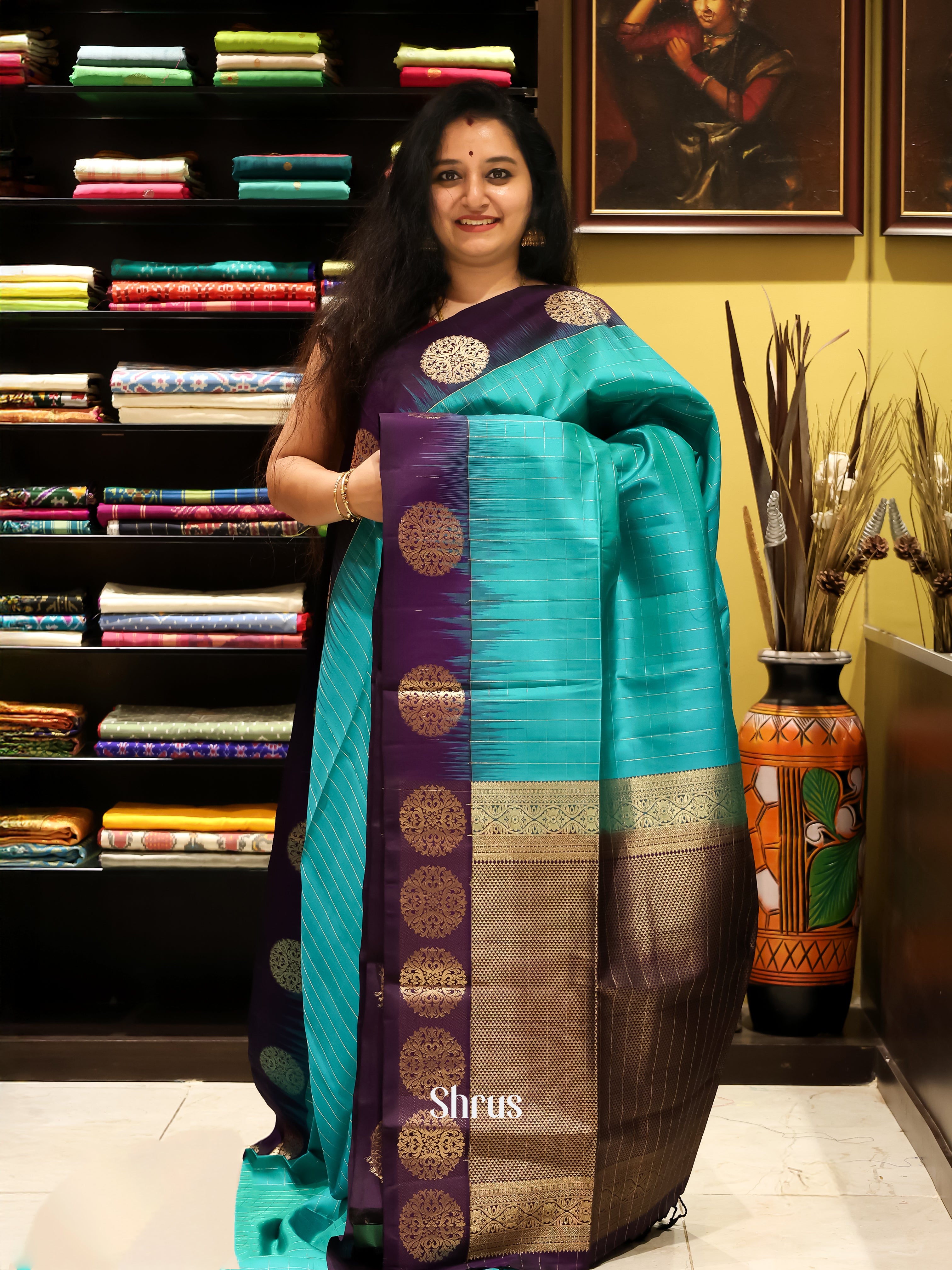 Blue & Violet - Soft silk Saree - Shop on Shrus.com