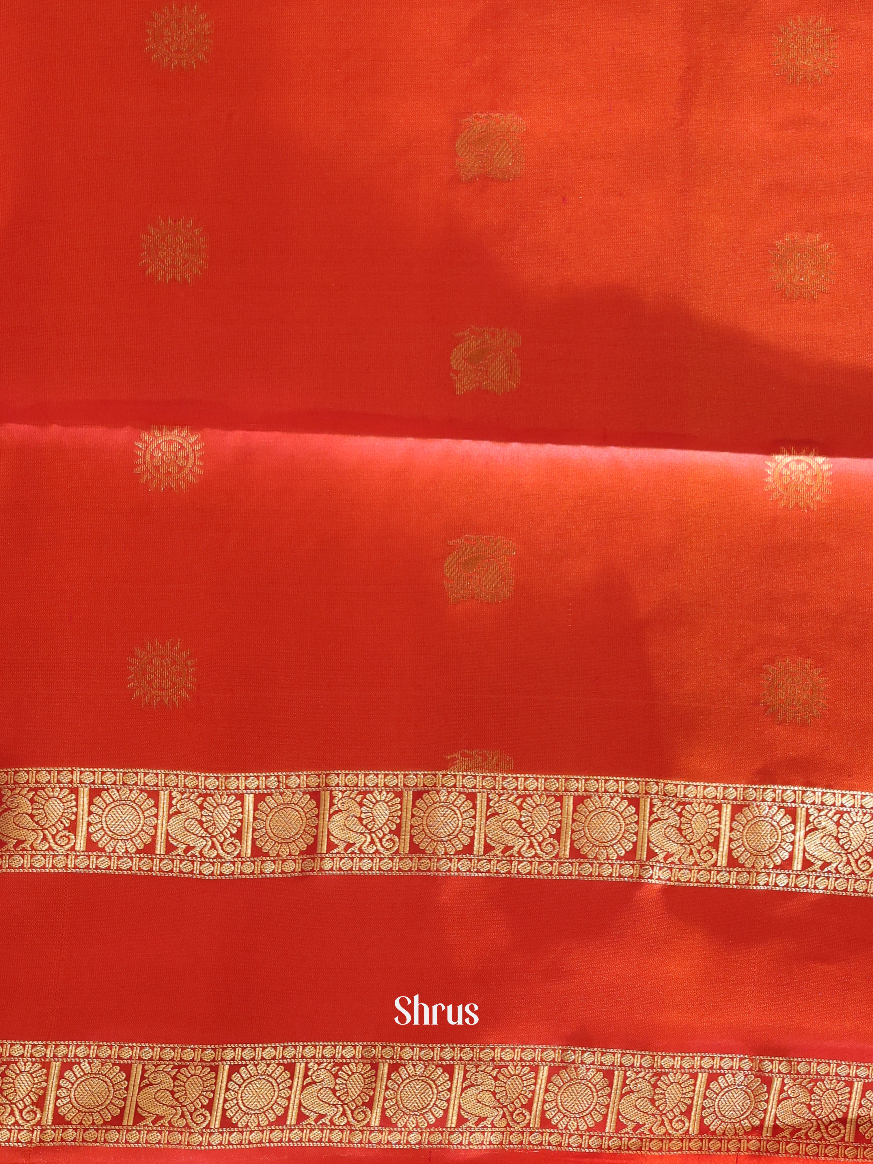 Blue & Orangish Pink - Soft silk Saree - Shop on Shrus.com