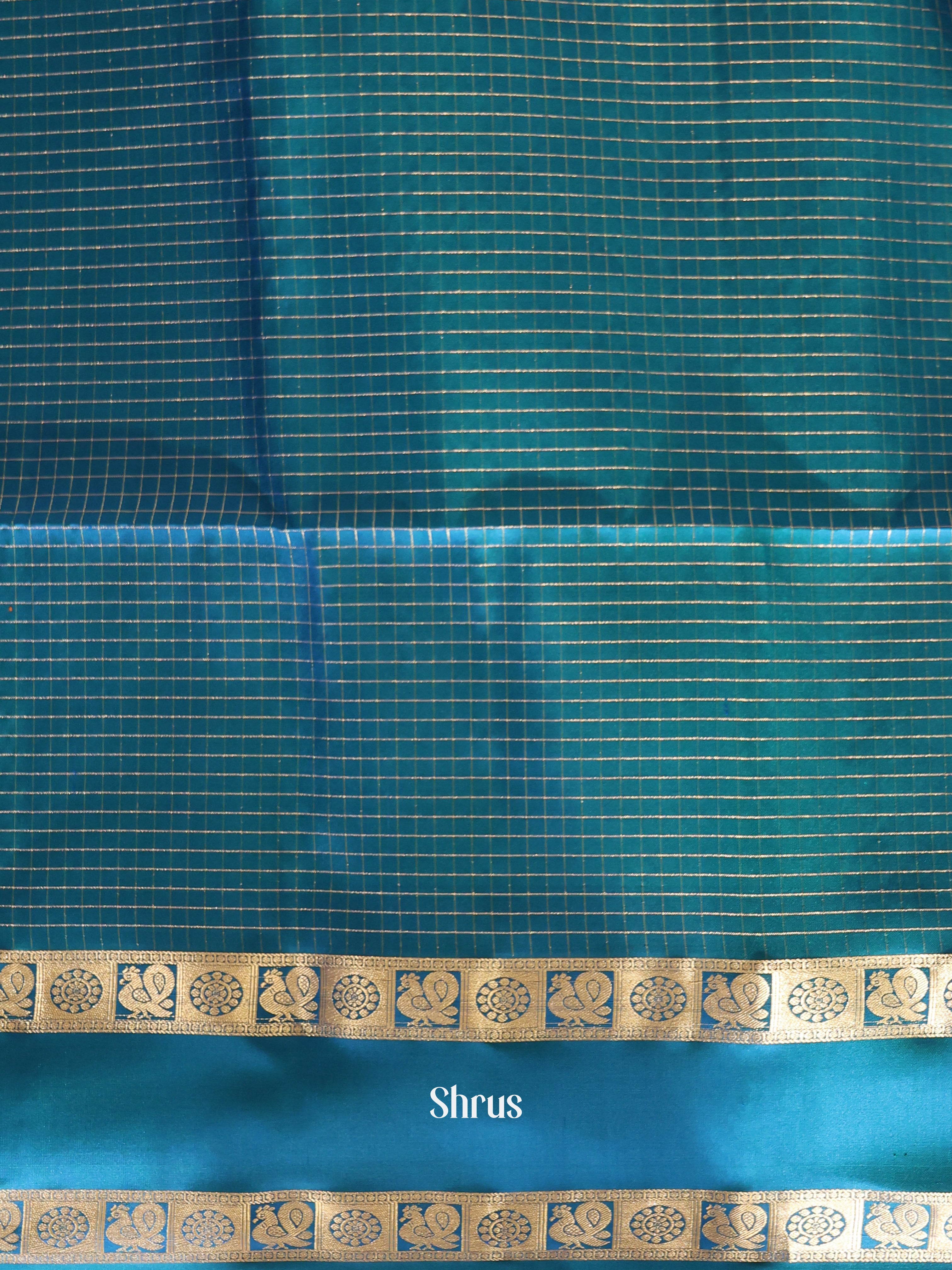 Orangish Pink & Blue - Soft silk Saree - Shop on Shrus.com
