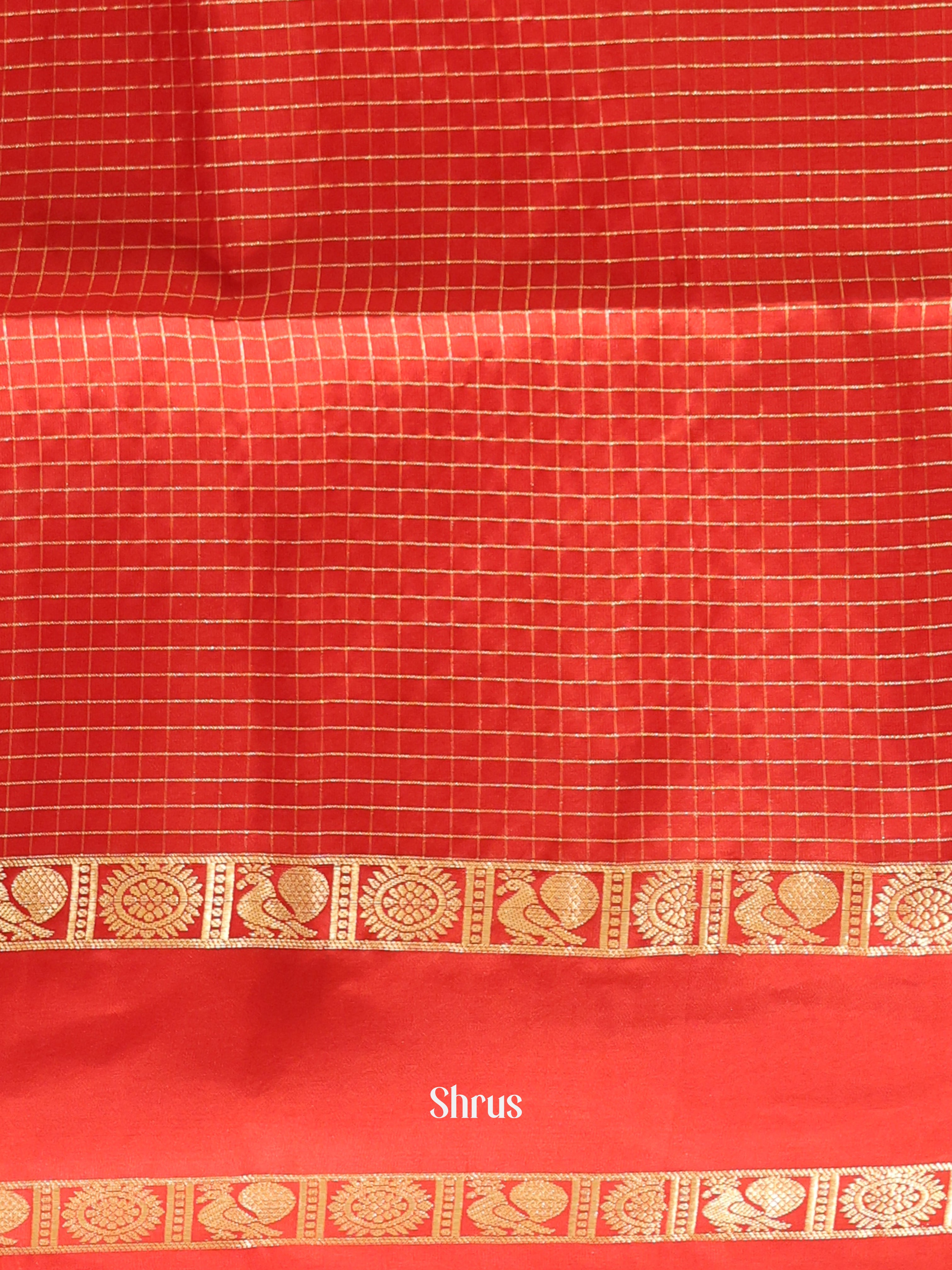 Cream & Red - Soft Silk Saree - Shop on Shrus.com
