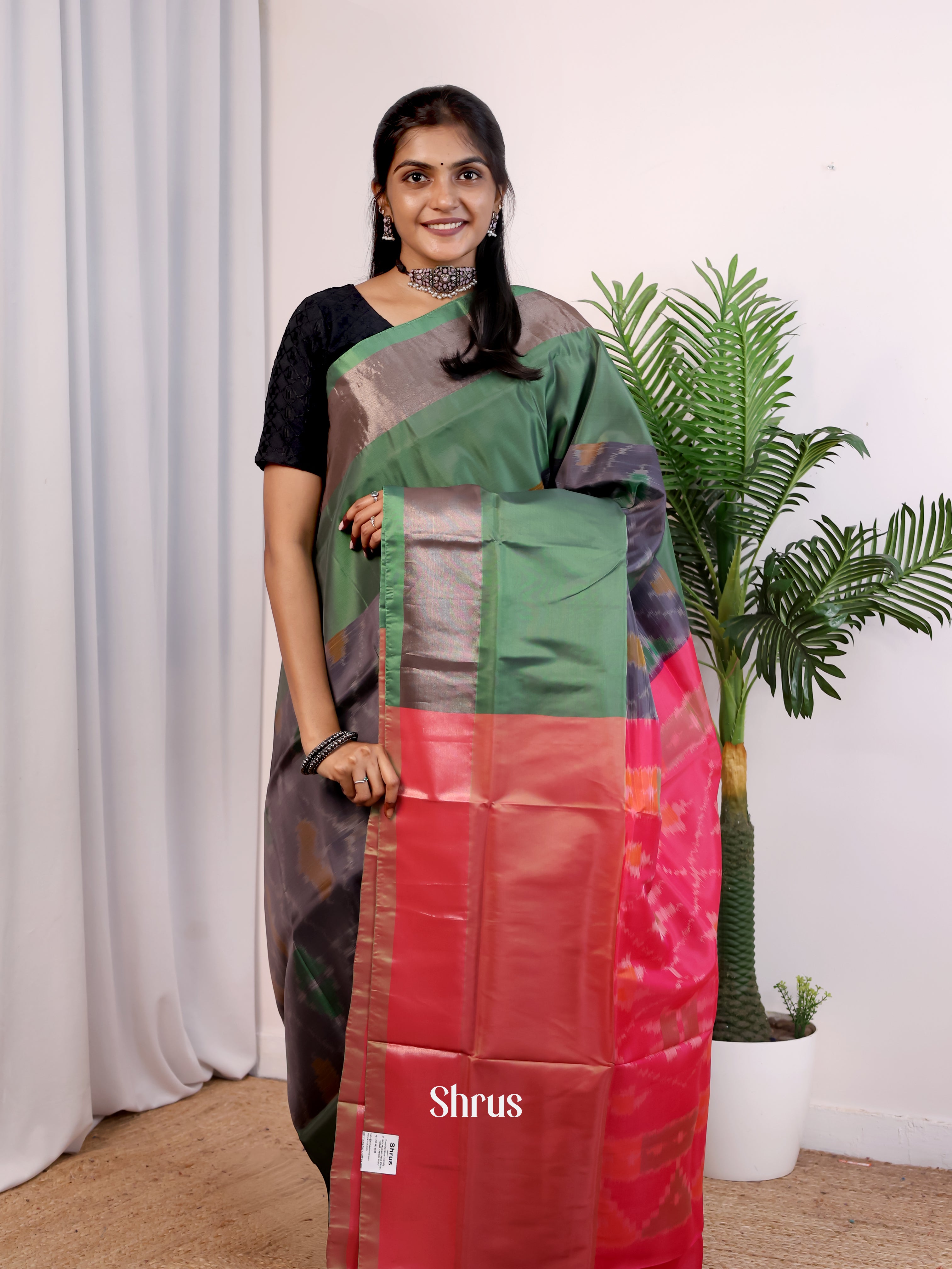 Green & Red- Semi uppada Saree - Shop on Shrus.com