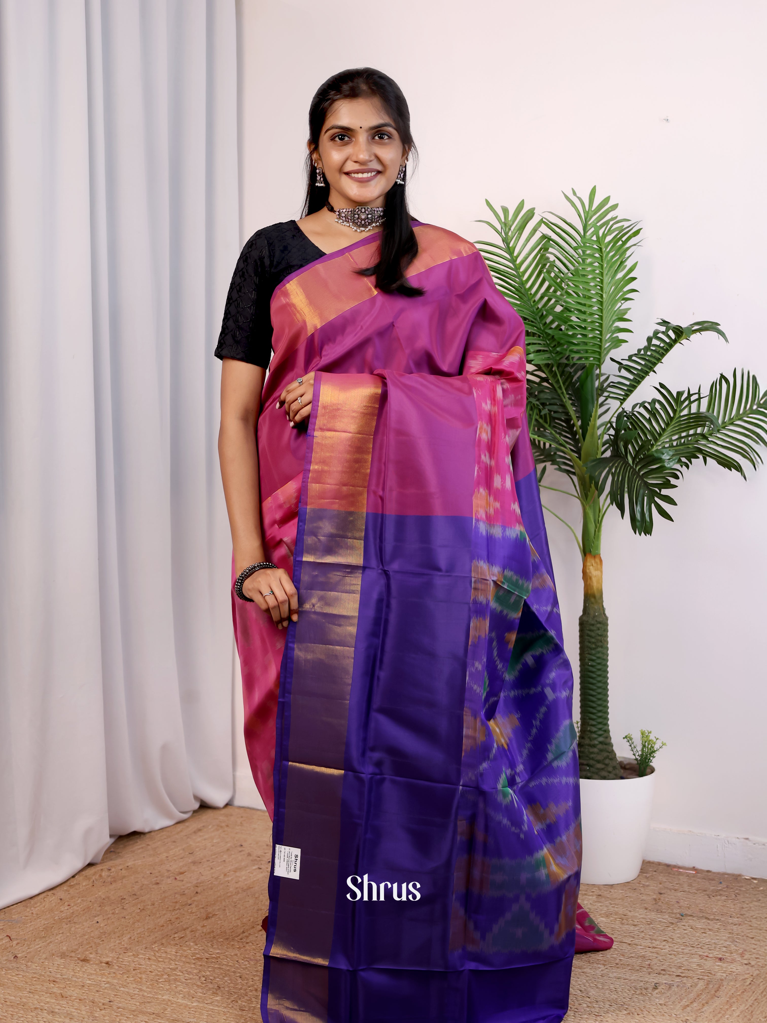 Pink & Violet - Semi uppada Saree - Shop on Shrus.com