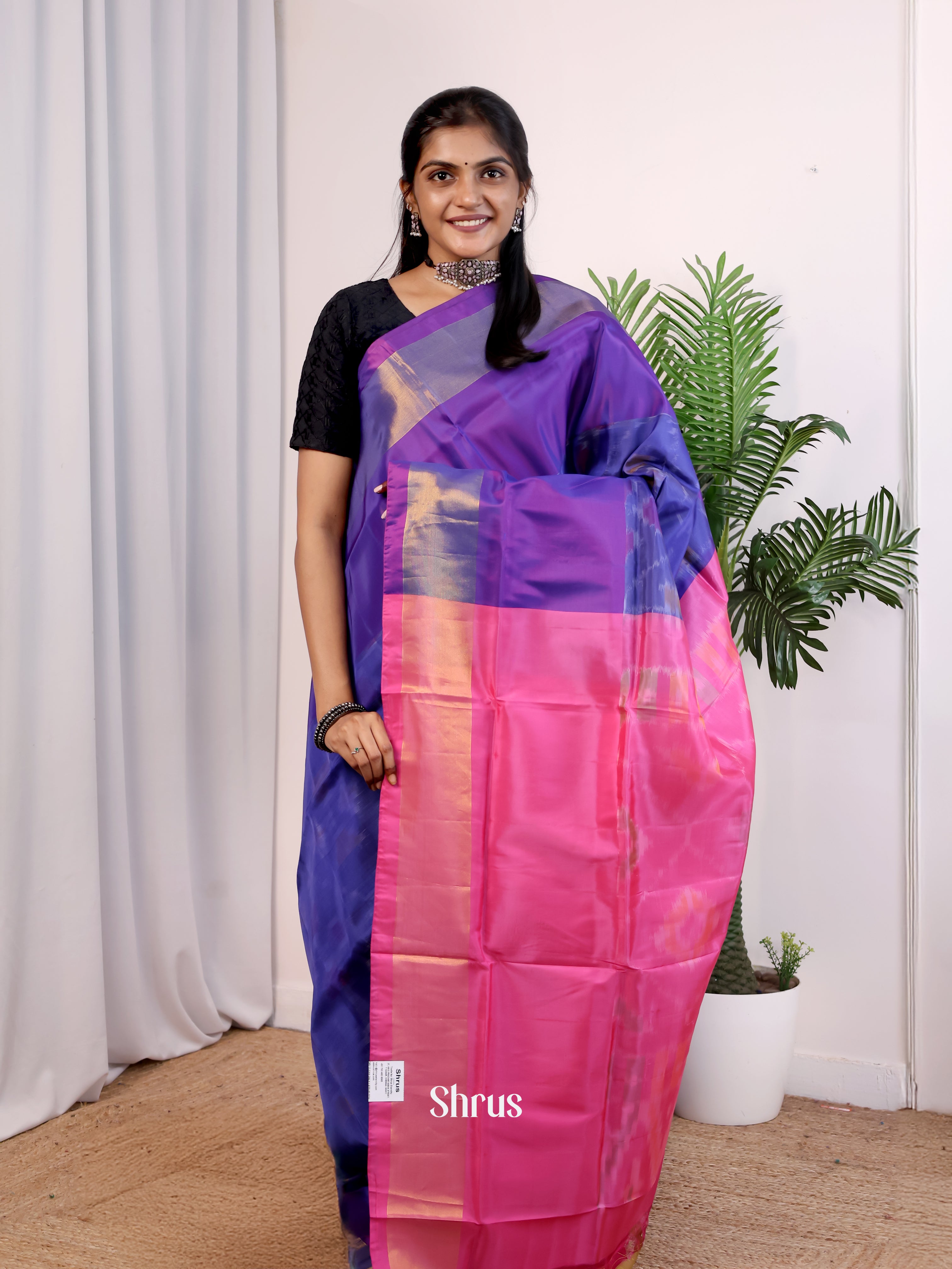 Violet & Pink- Semi uppada Saree - Shop on Shrus.com