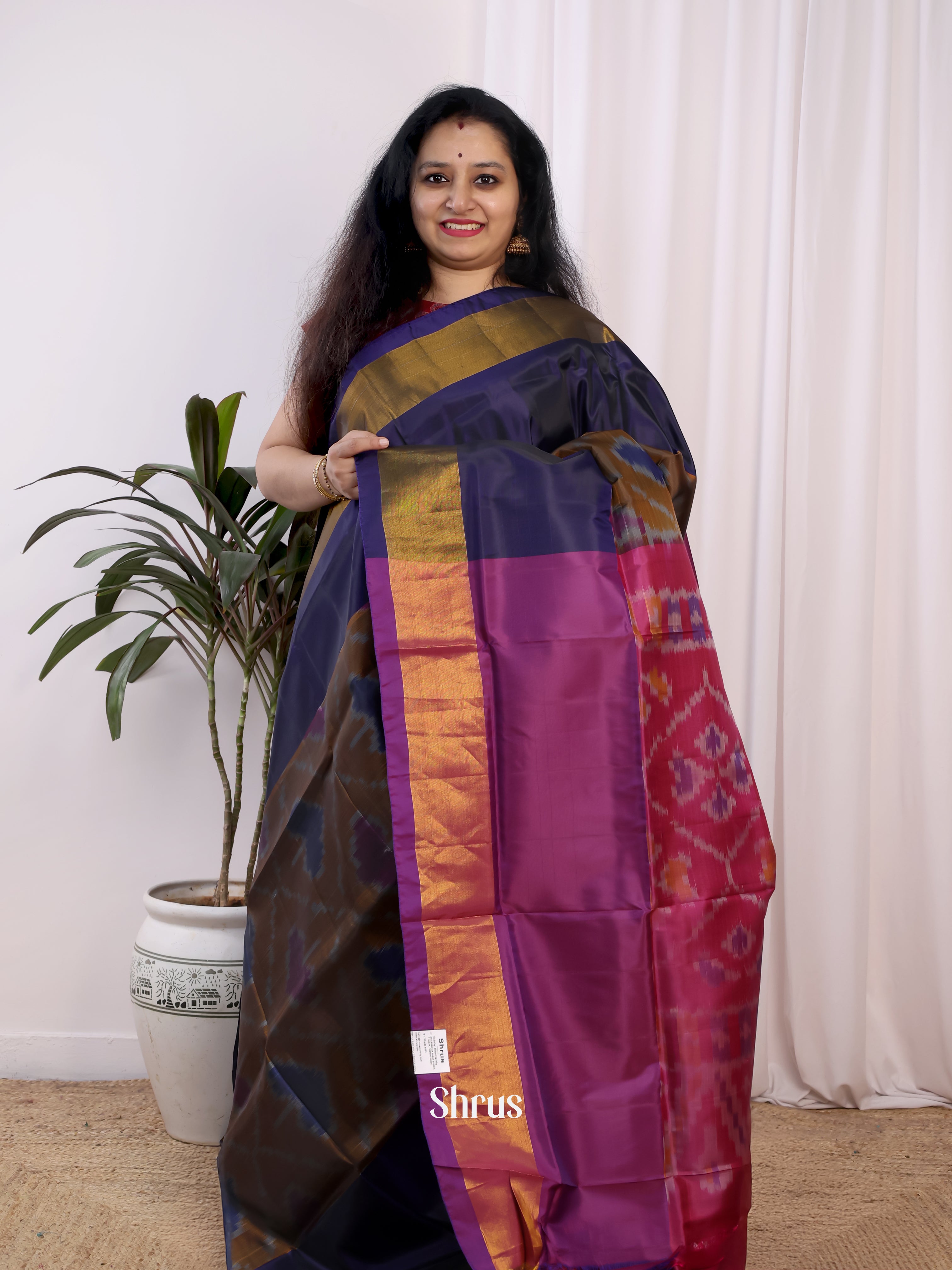 Brown & Purple - Semi uppada Saree - Shop on Shrus.com
