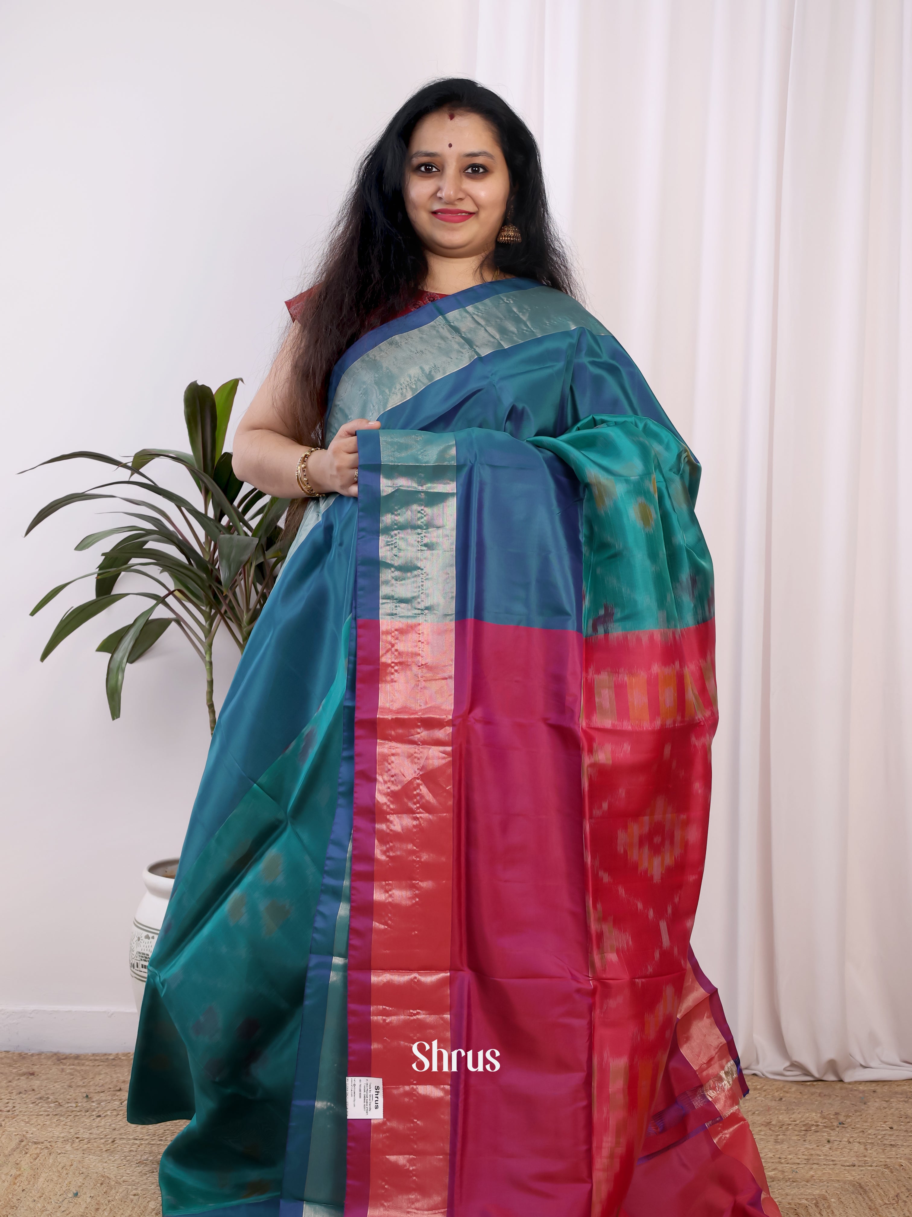 Green & Red - Semi uppada Saree - Shop on Shrus.com