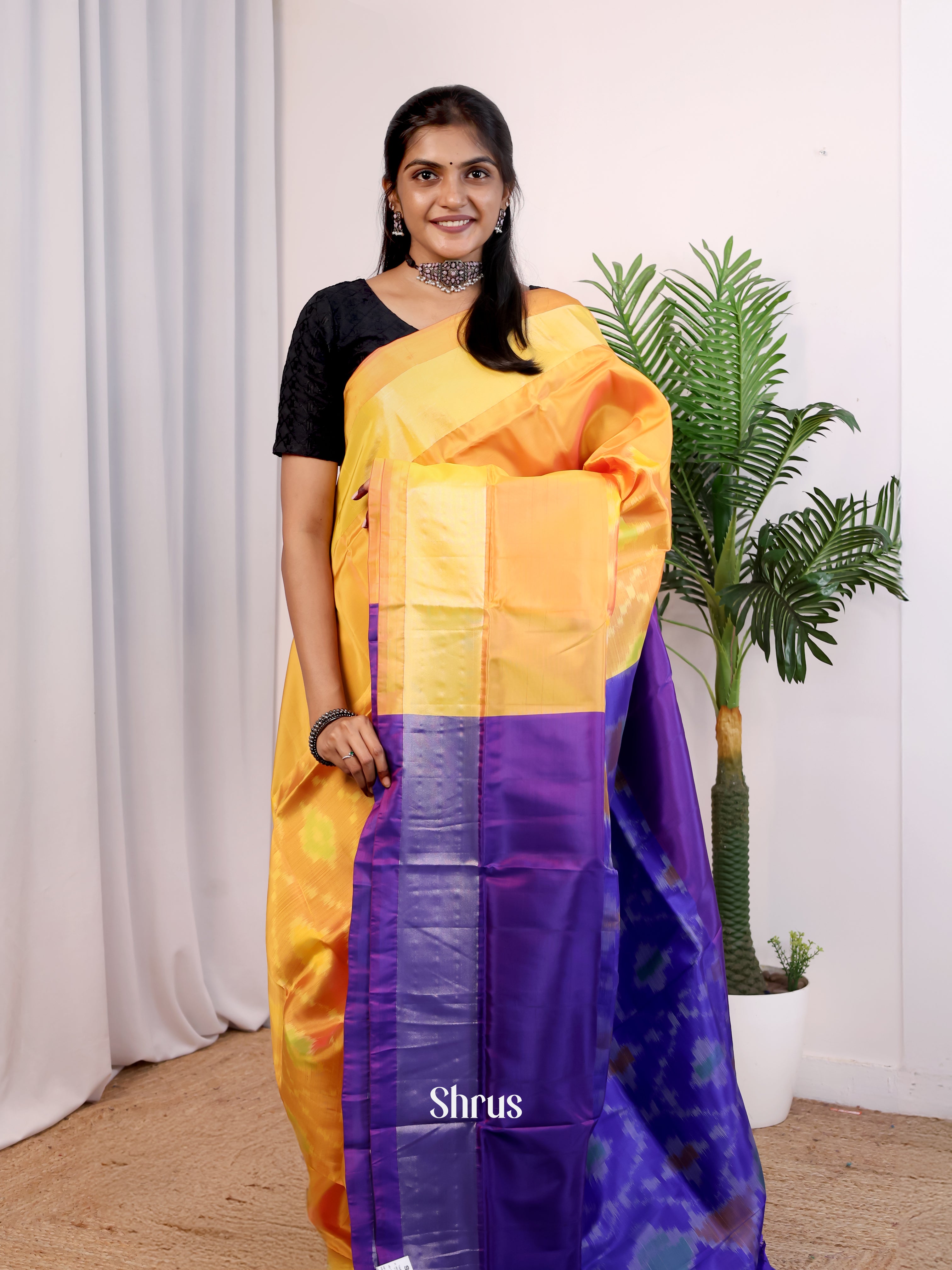 Mustard & Violet- Semi uppada Saree - Shop on Shrus.com