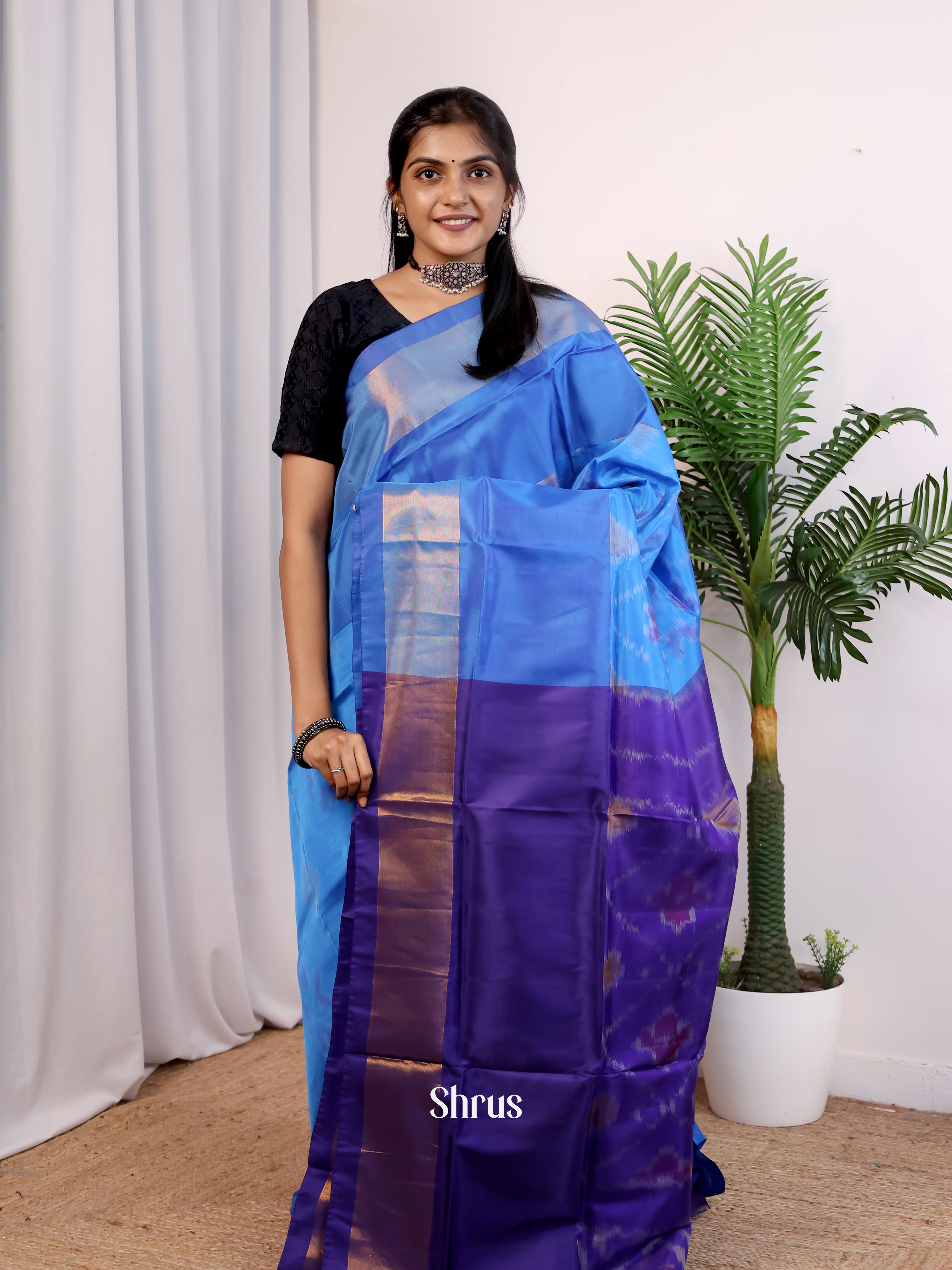 Blue & Violet - Semi uppada Saree - Shop on Shrus.com