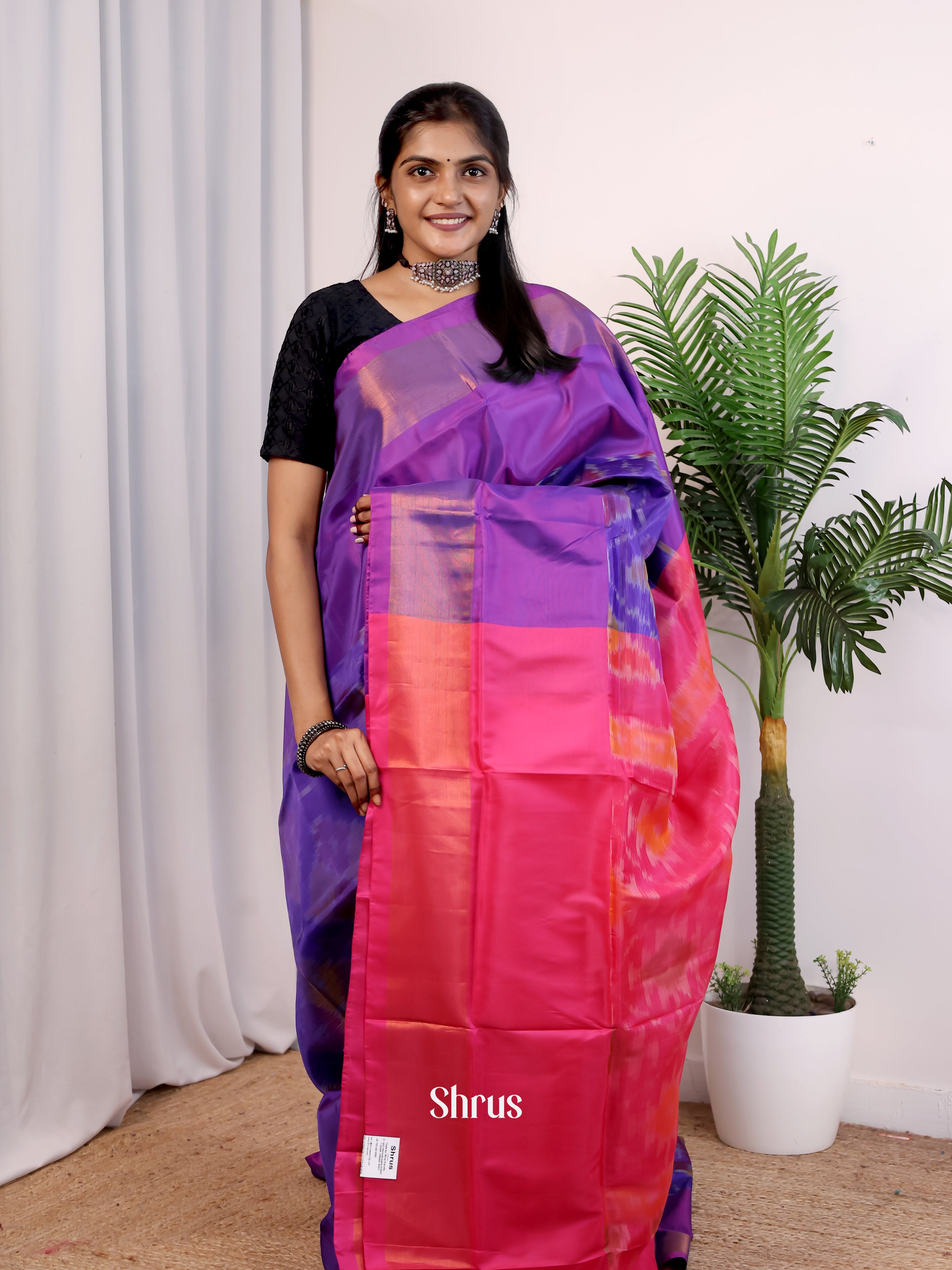 Blue & Pink- Semi uppada Saree - Shop on Shrus.com