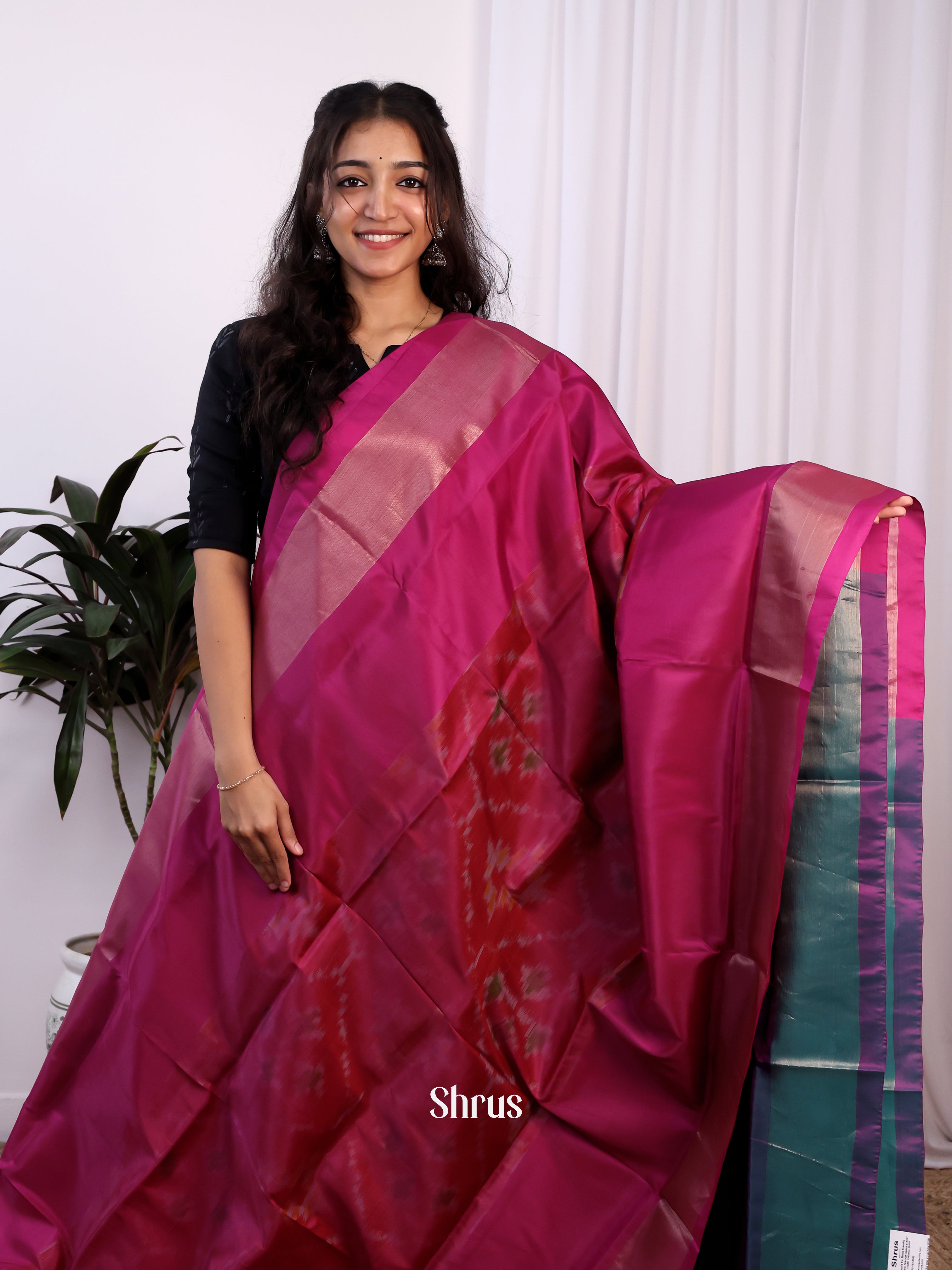 Maroon & Green- Semi uppada Saree - Shop on Shrus.com