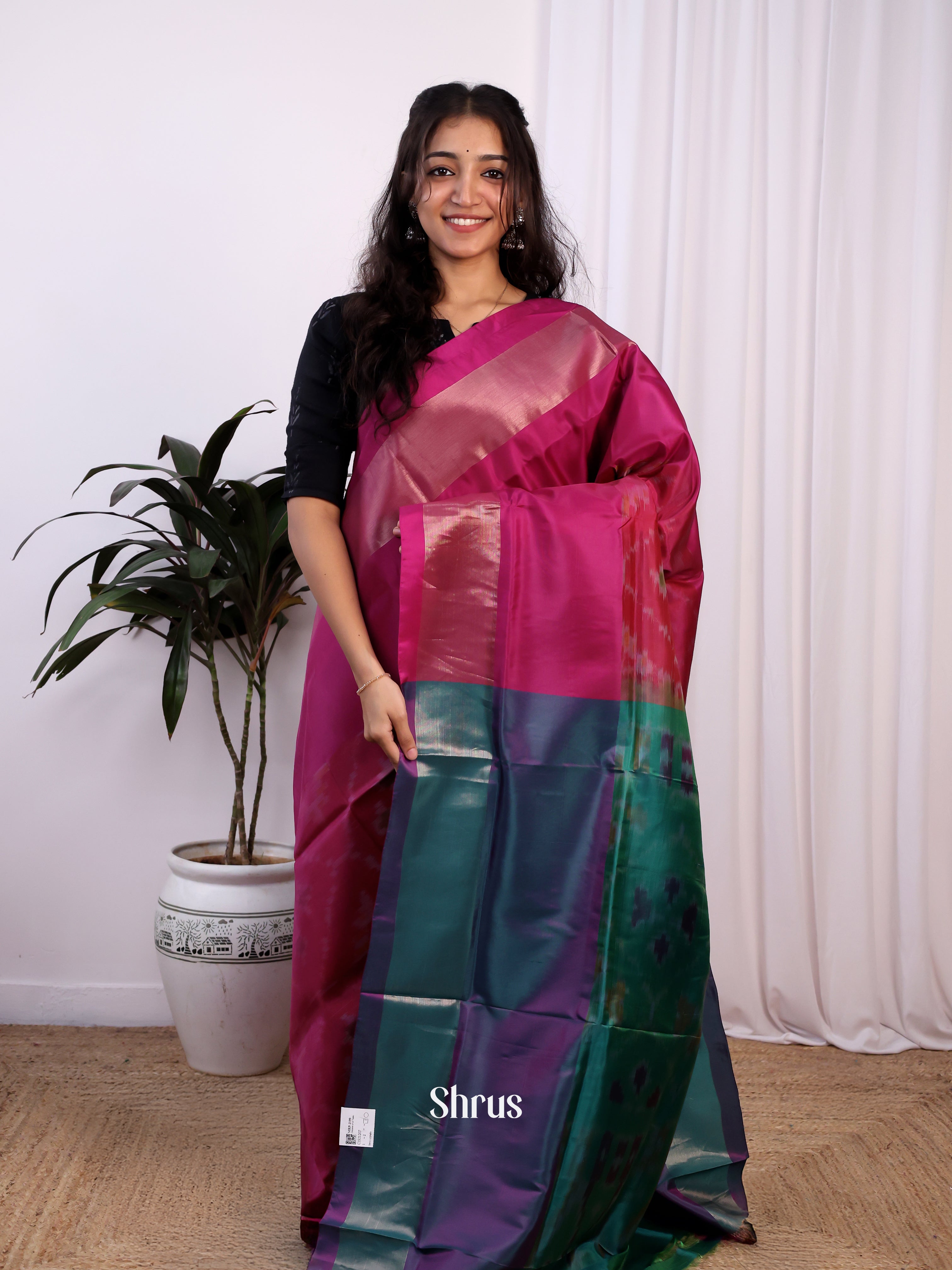 Maroon & Green- Semi uppada Saree - Shop on Shrus.com