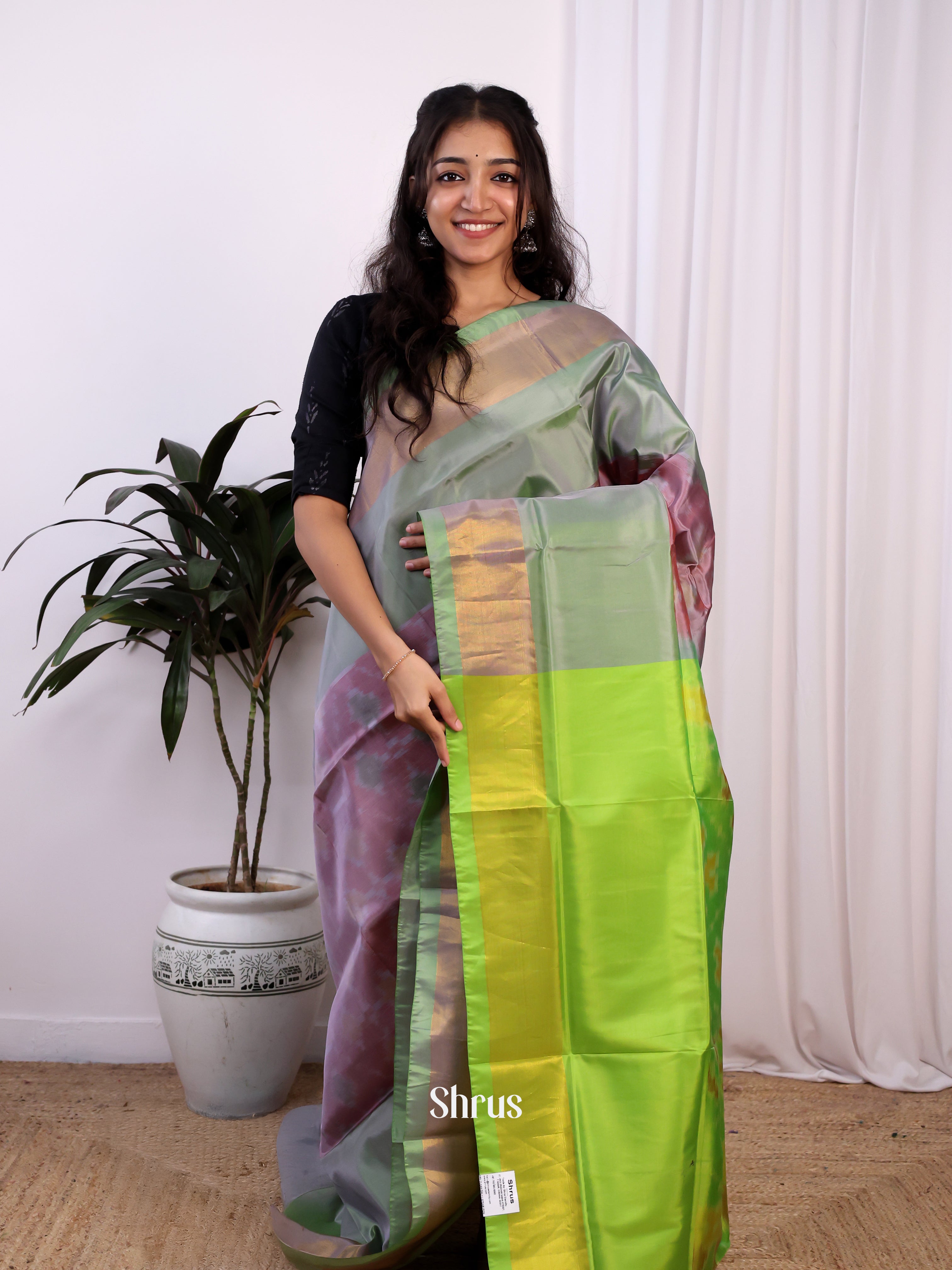 Lavender & Green - Semi uppada Saree - Shop on Shrus.com