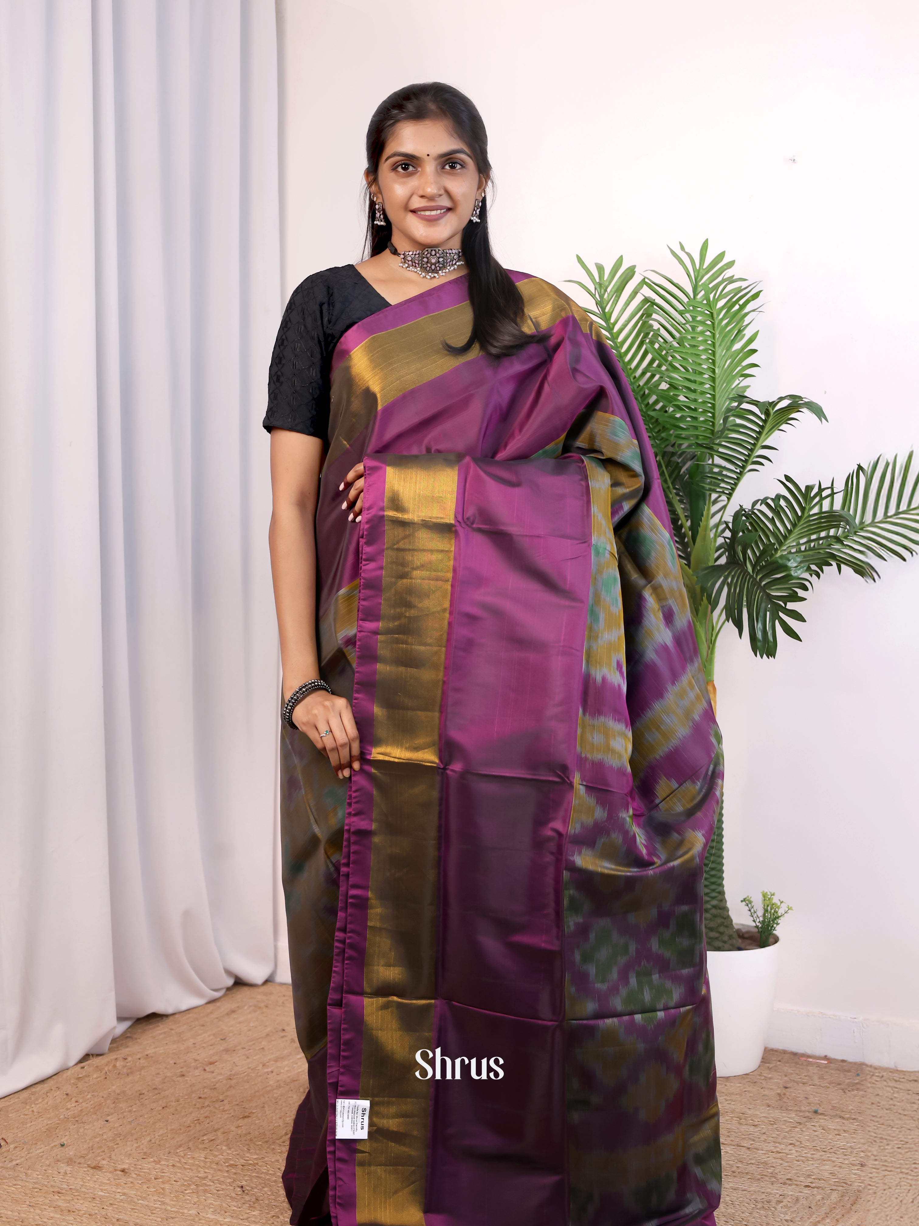 Green & Purple - Semi uppada Saree - Shop on Shrus.com