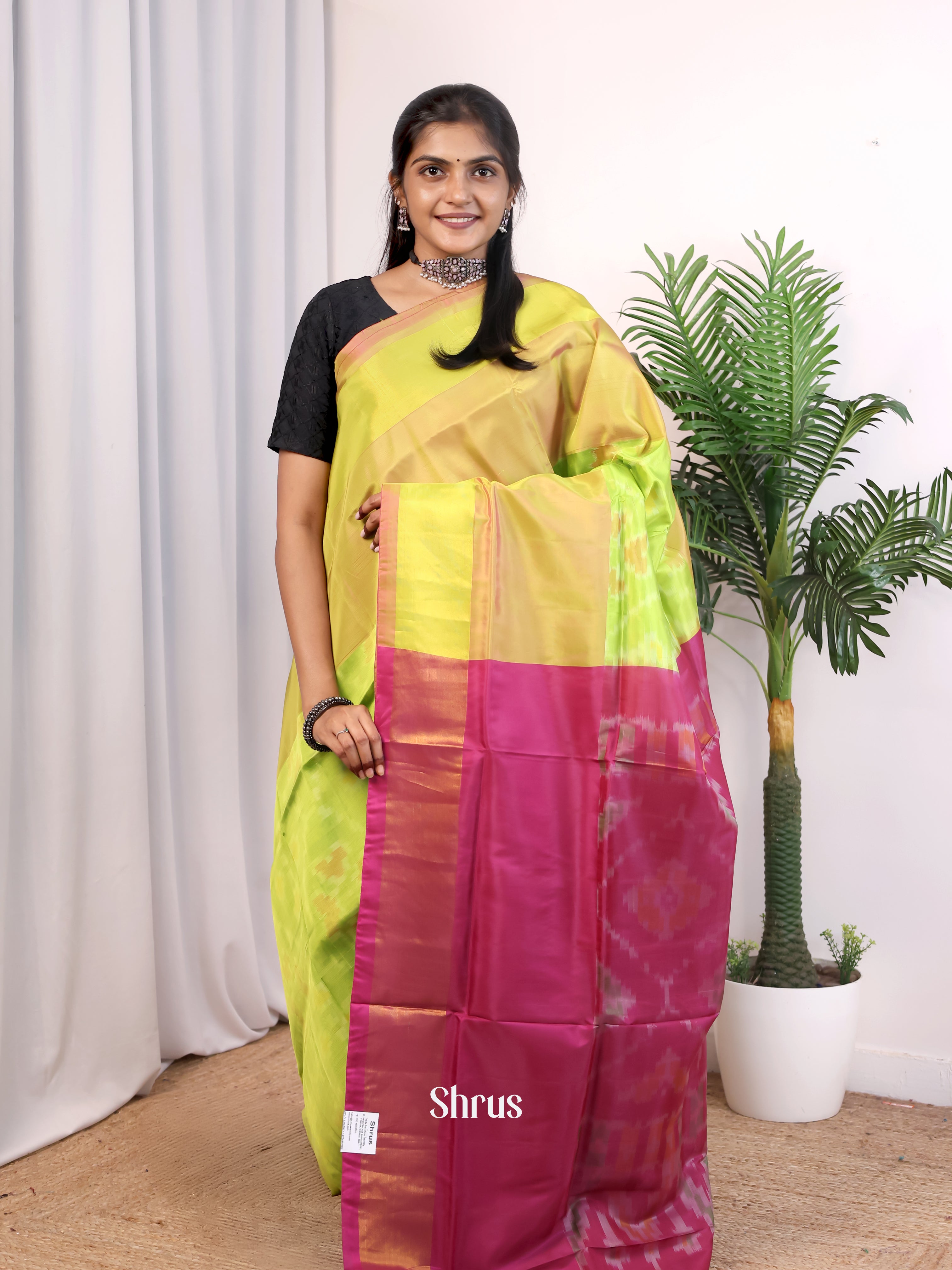 Light Green & Maroon - Semi uppada Saree - Shop on Shrus.com