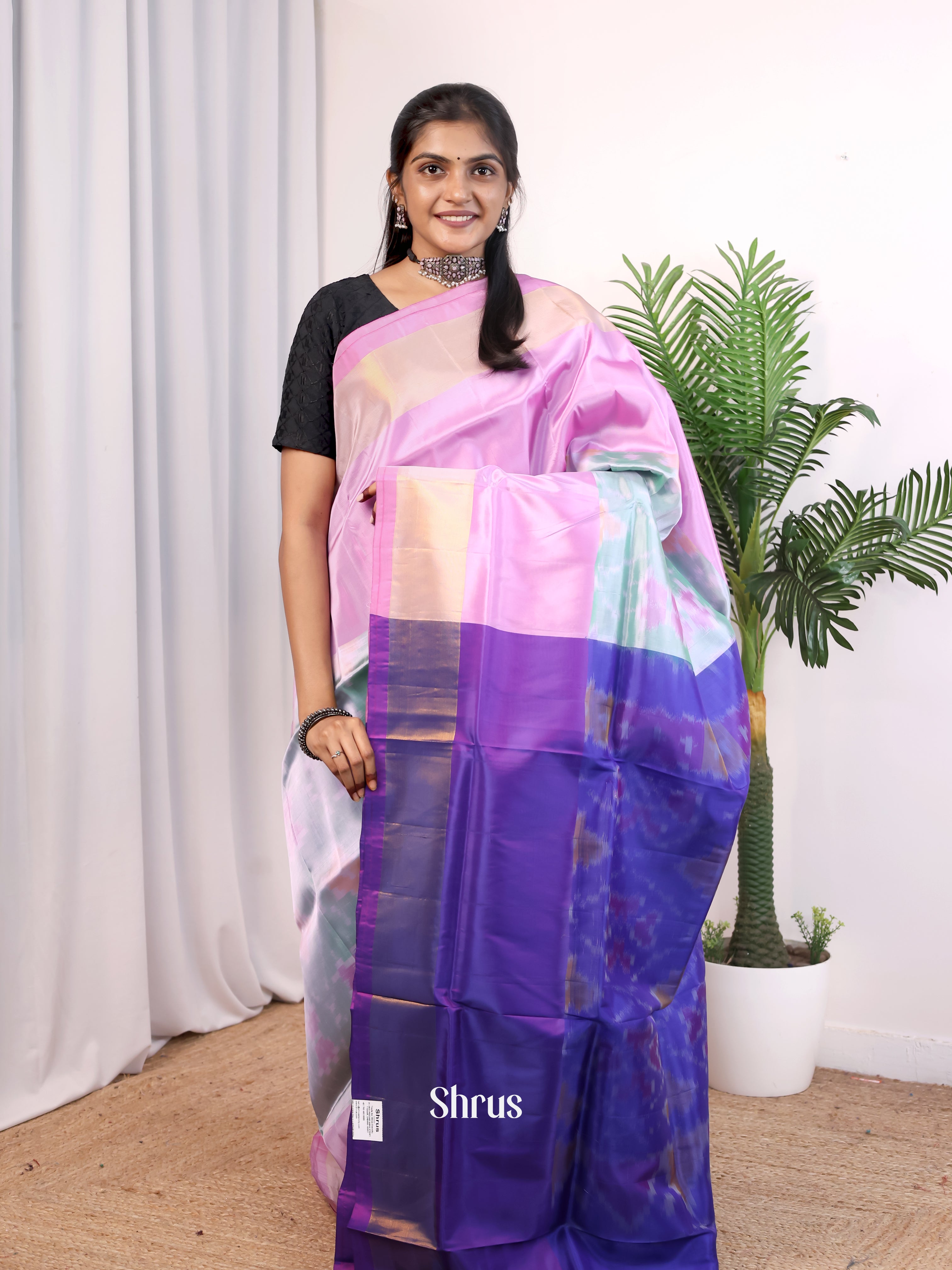 Teal Green & Purple - Semi uppada Saree - Shop on Shrus.com