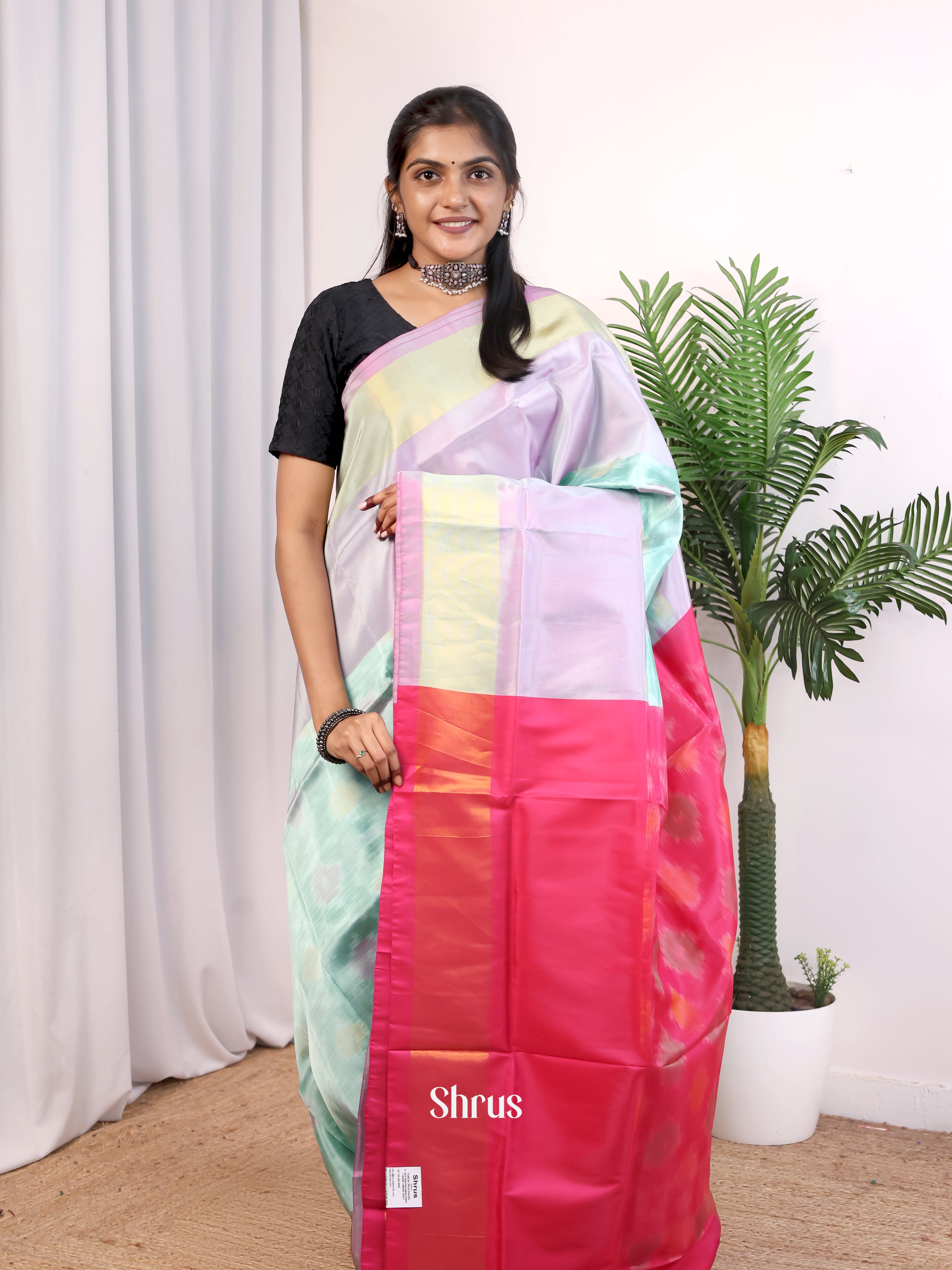 Ice Green & Pink- Semi uppada Saree - Shop on Shrus.com