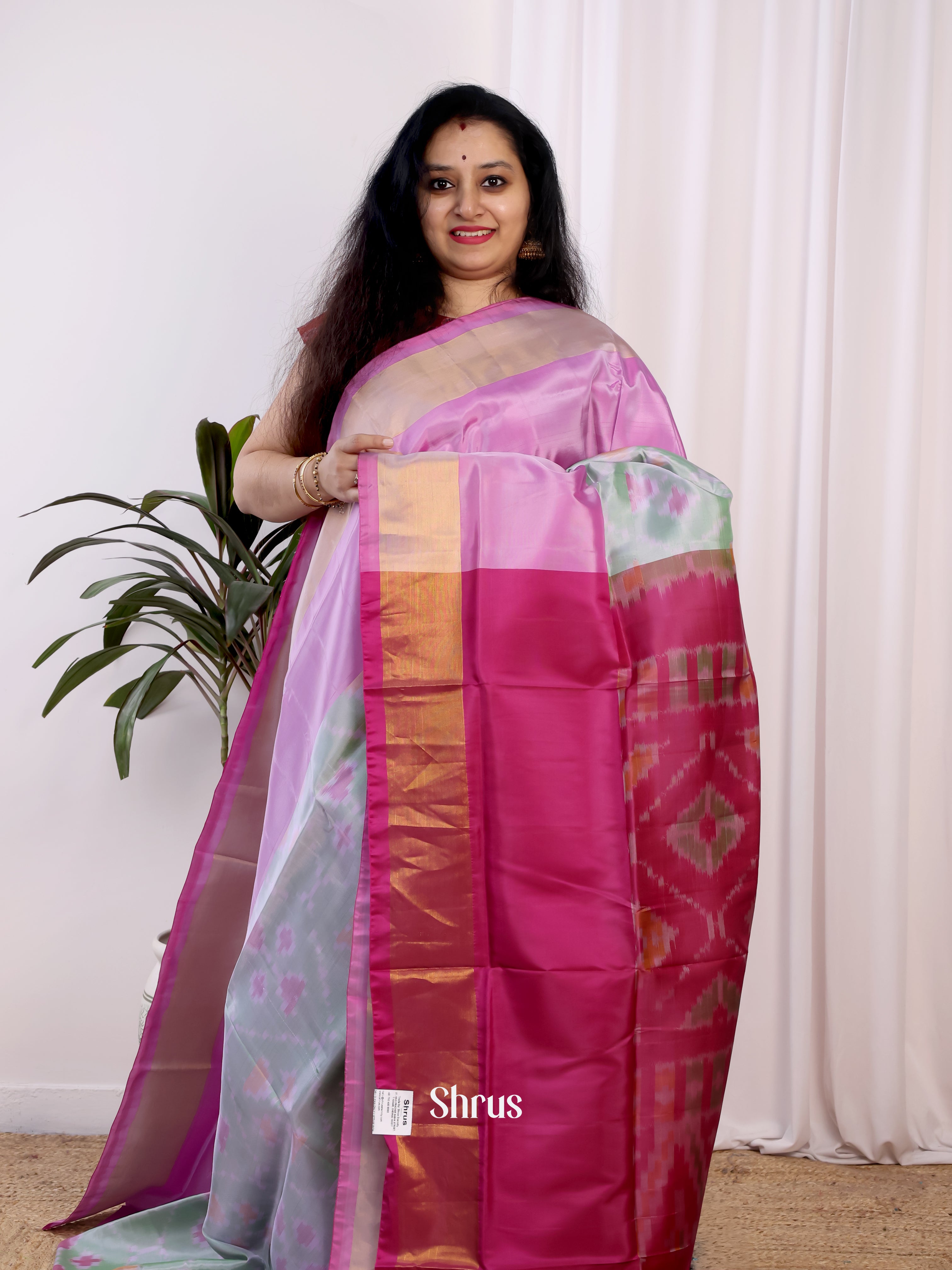 Green & Pink - Semi uppada Saree - Shop on Shrus.com
