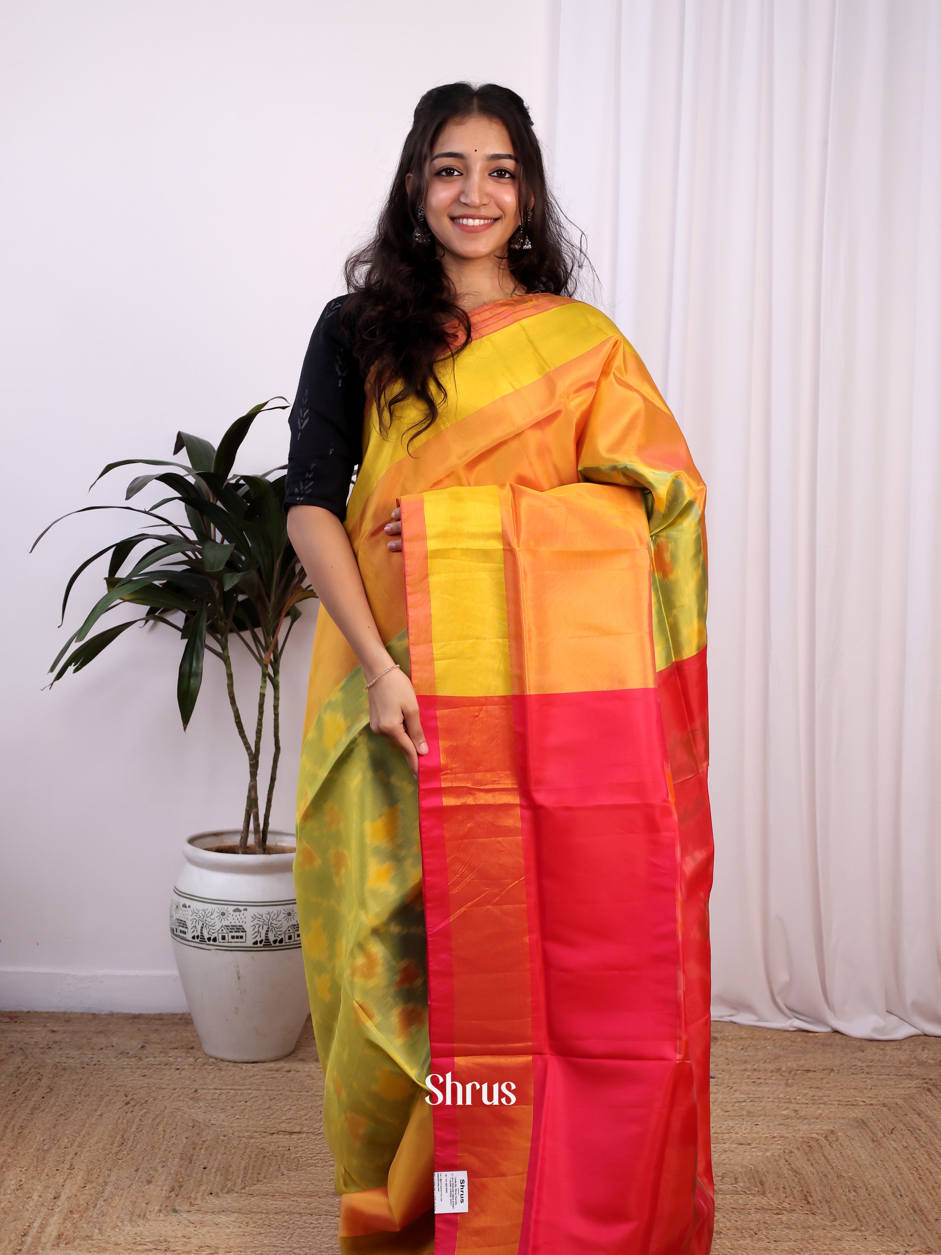 Green & Red- Semi uppada Saree - Shop on Shrus.com