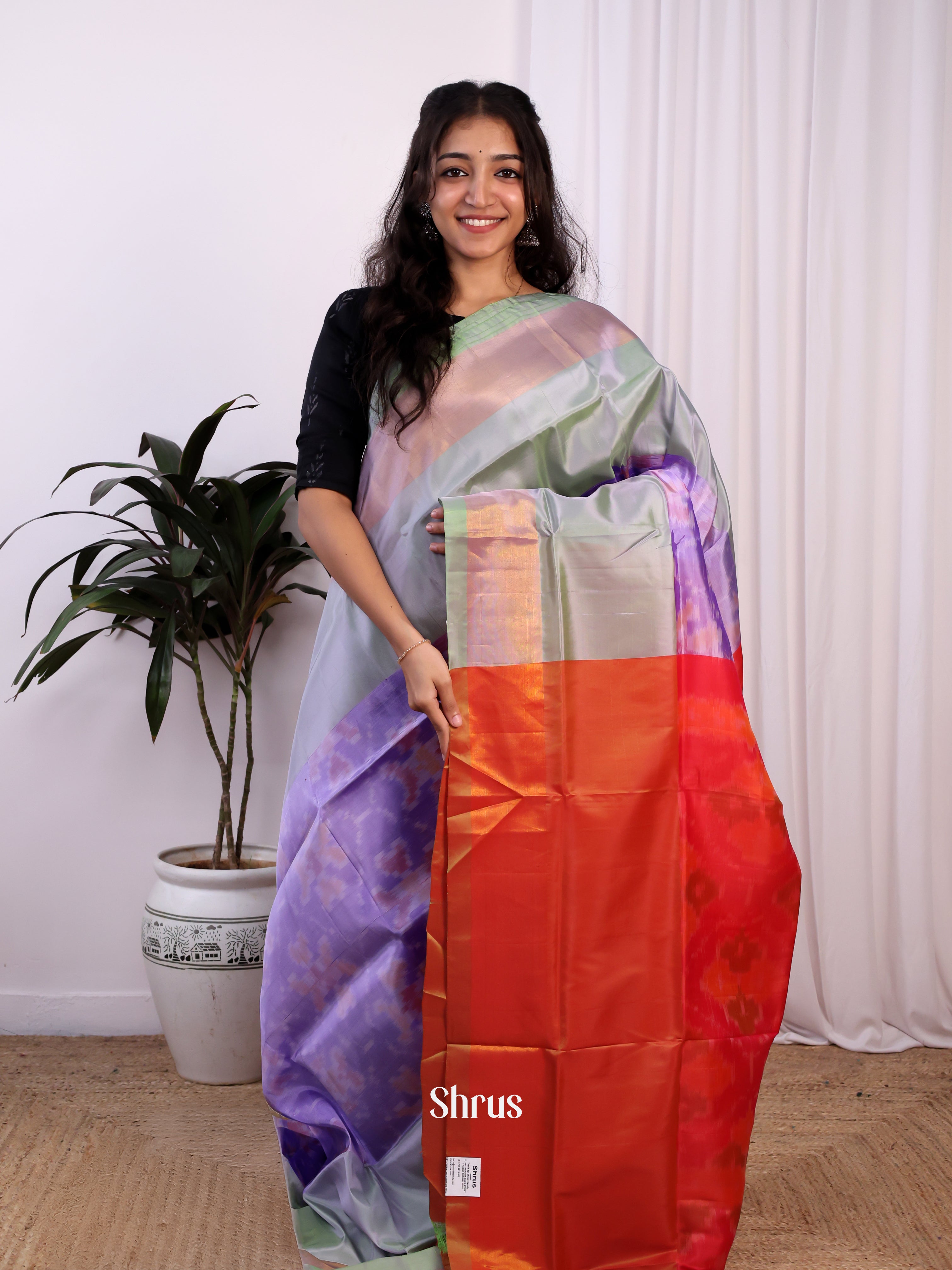 Purple & Red - Semi uppada Saree - Shop on Shrus.com