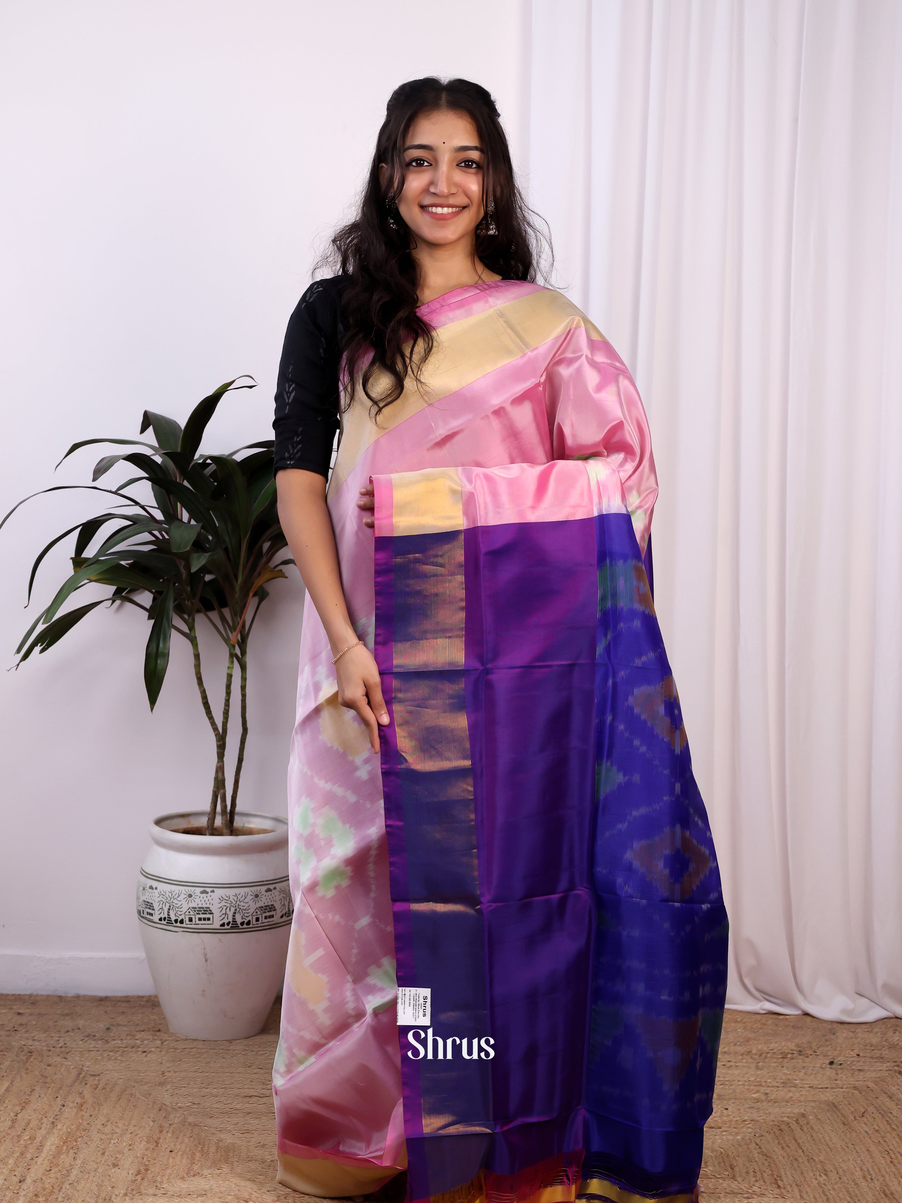 Pink & Violet - Semi uppada Saree - Shop on Shrus.com