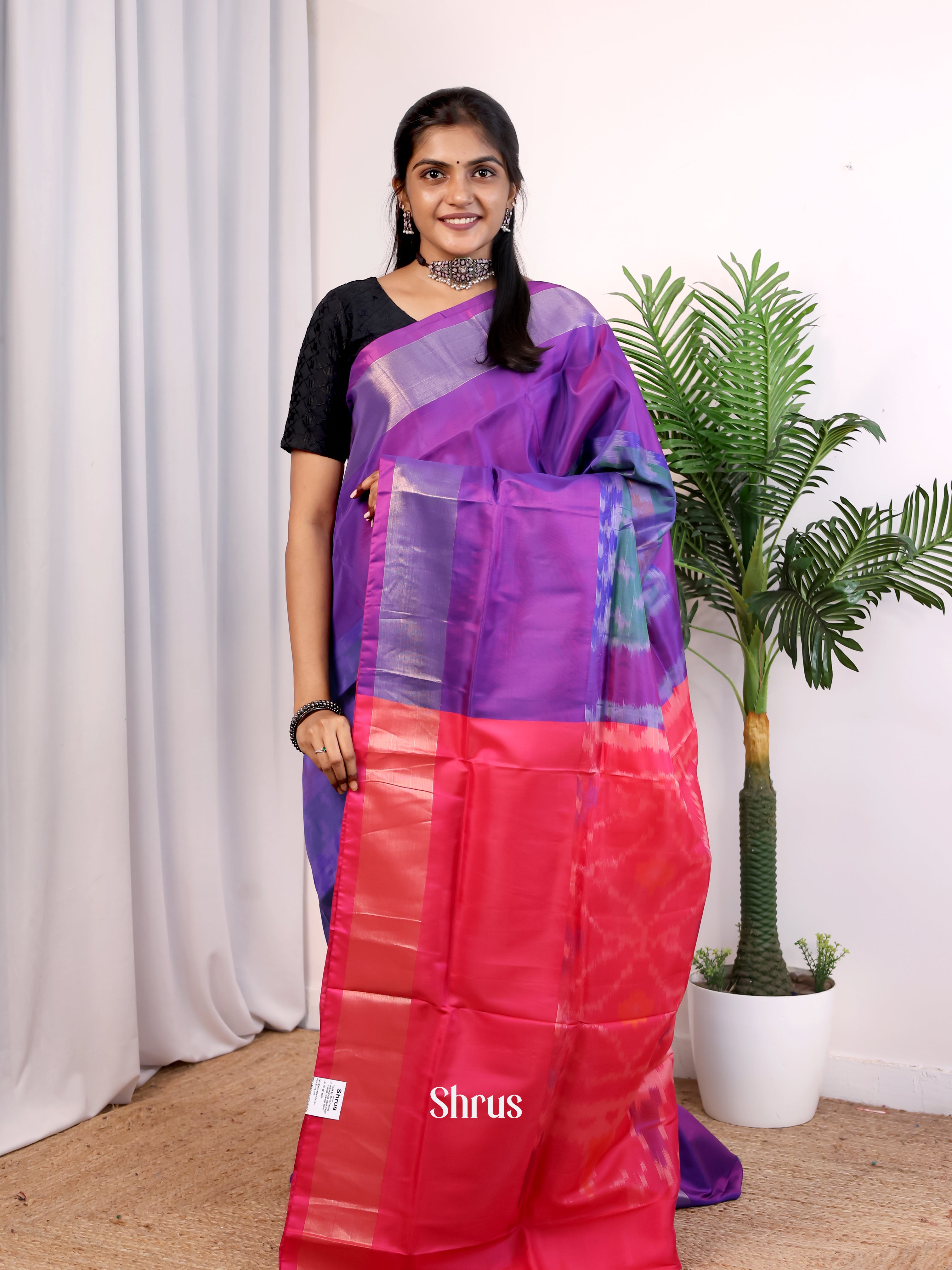 Purple & Pink - Semi uppada Saree - Shop on Shrus.com