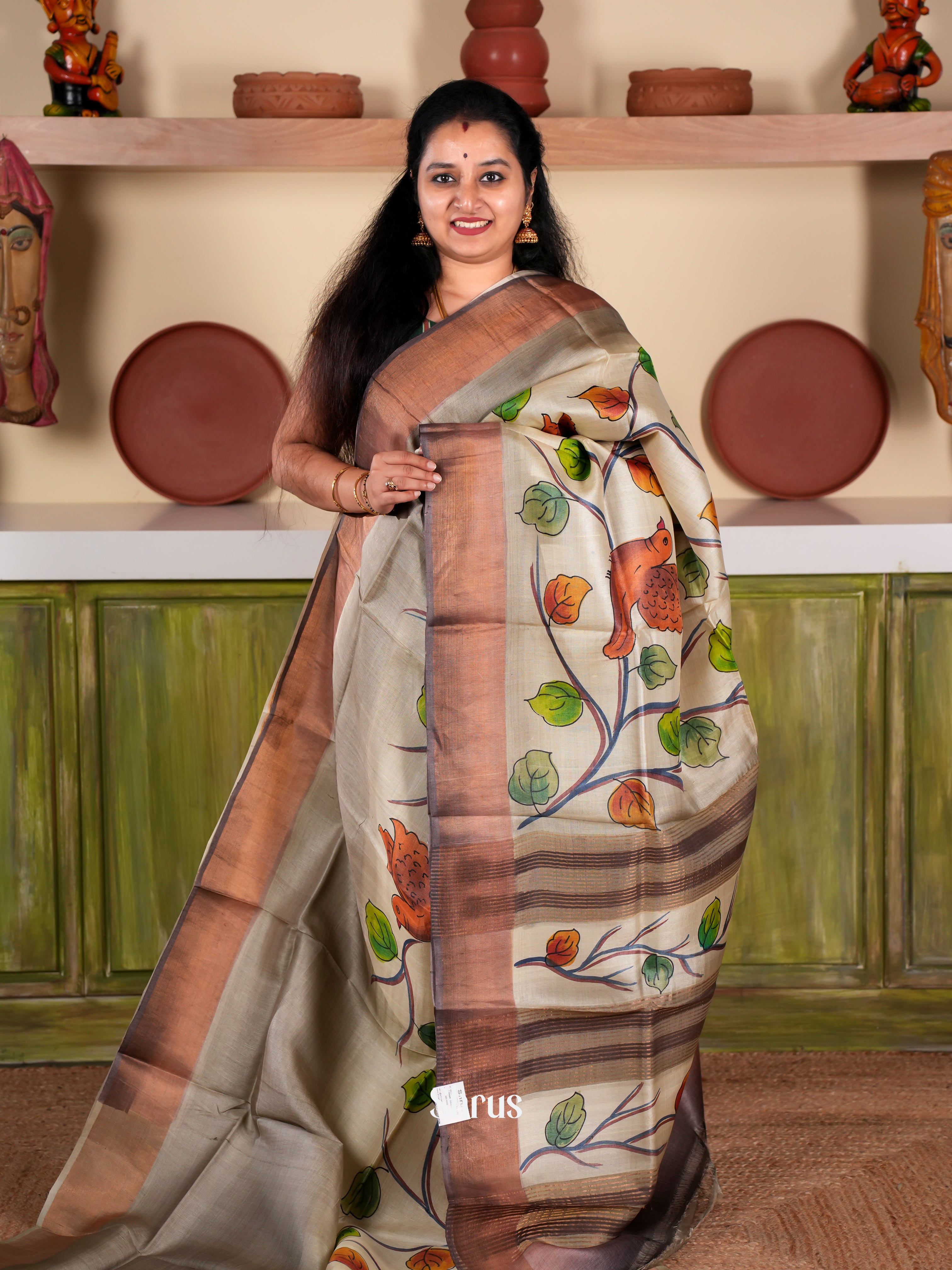 CJS22009 - Tussar Saree - Shop on Shrus.com