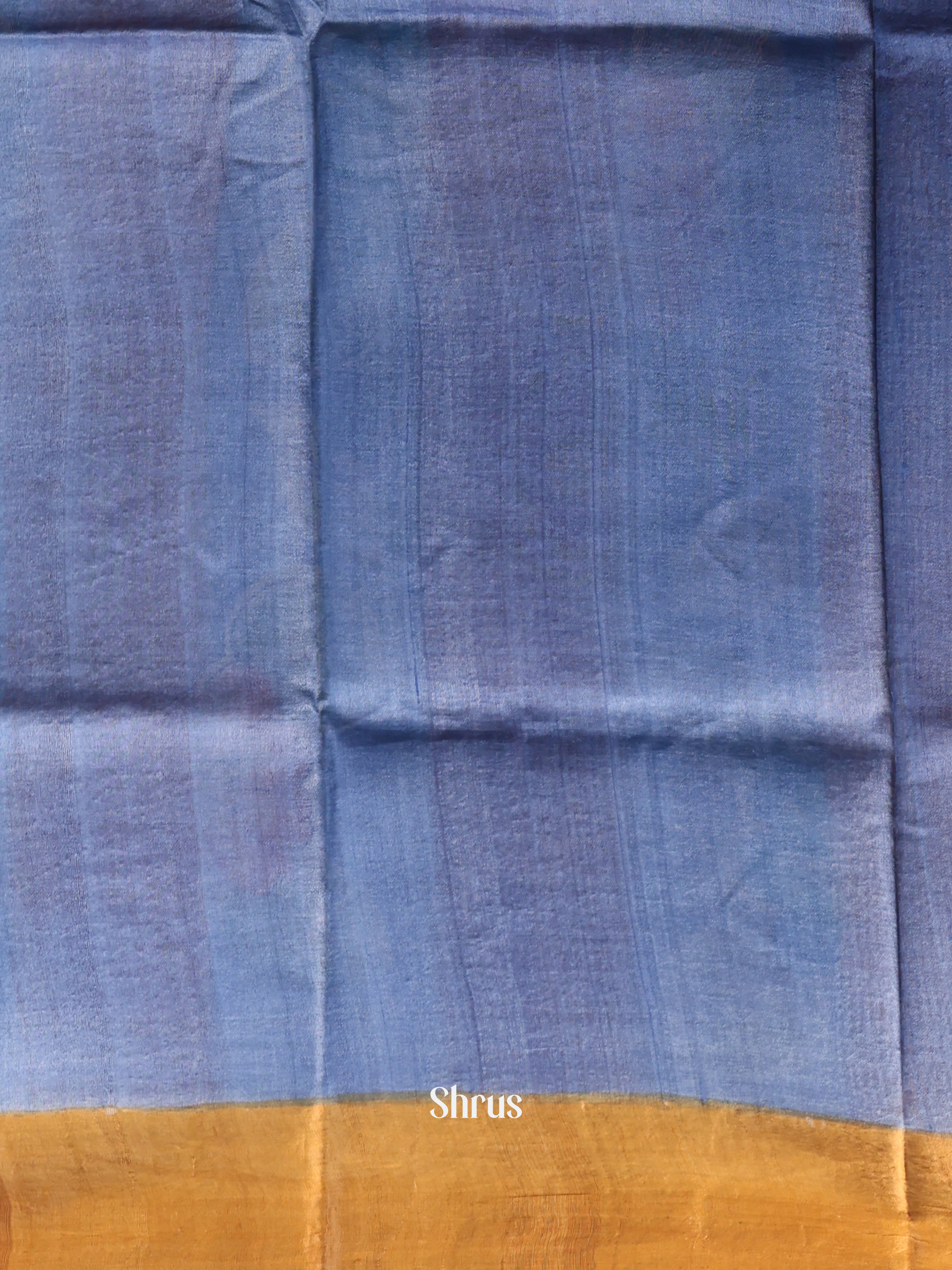 Blue & Mustard - Tussar Saree - Shop on Shrus.com