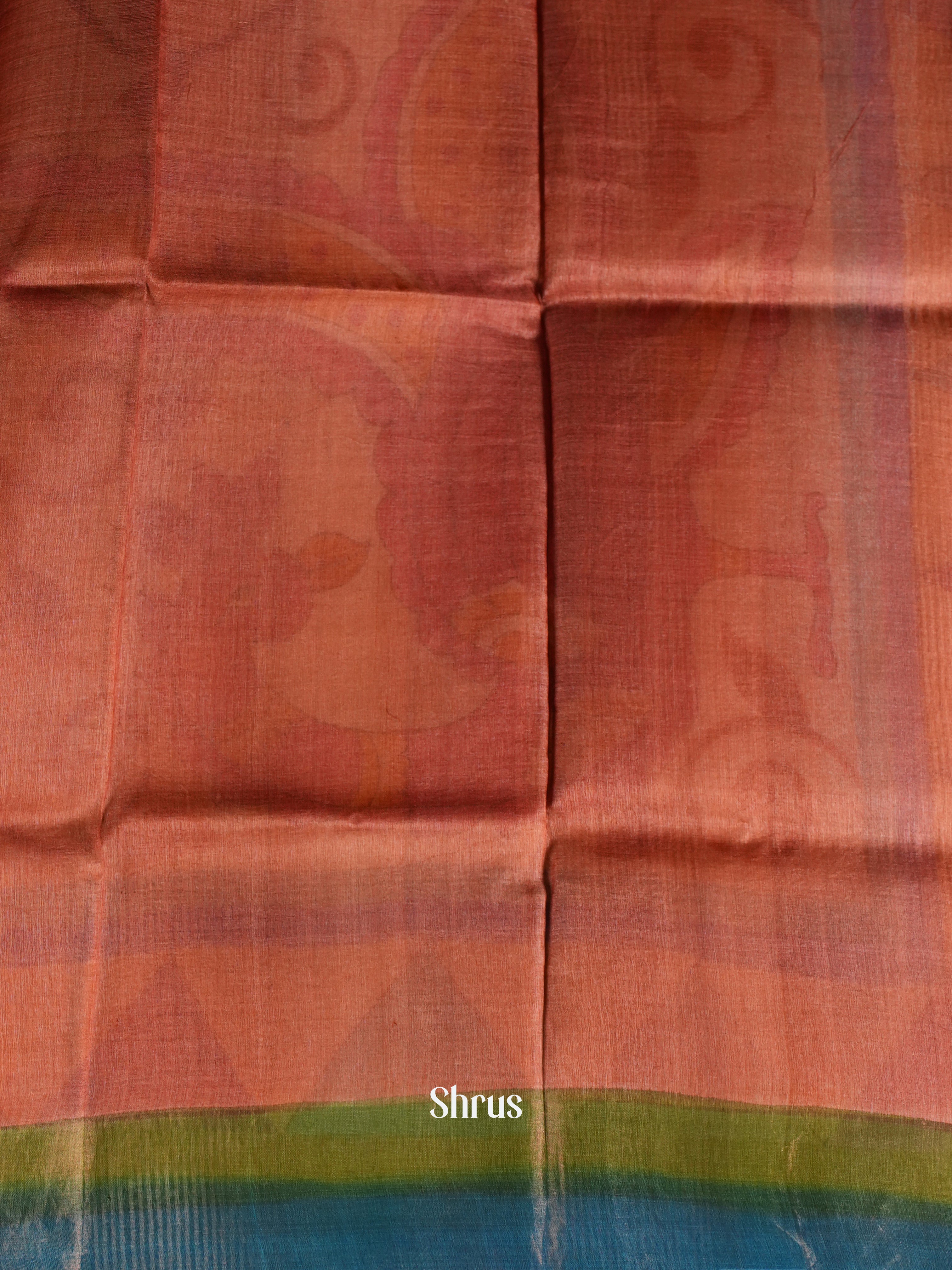 Brown & Blue - Tussar Saree - Shop on Shrus.com