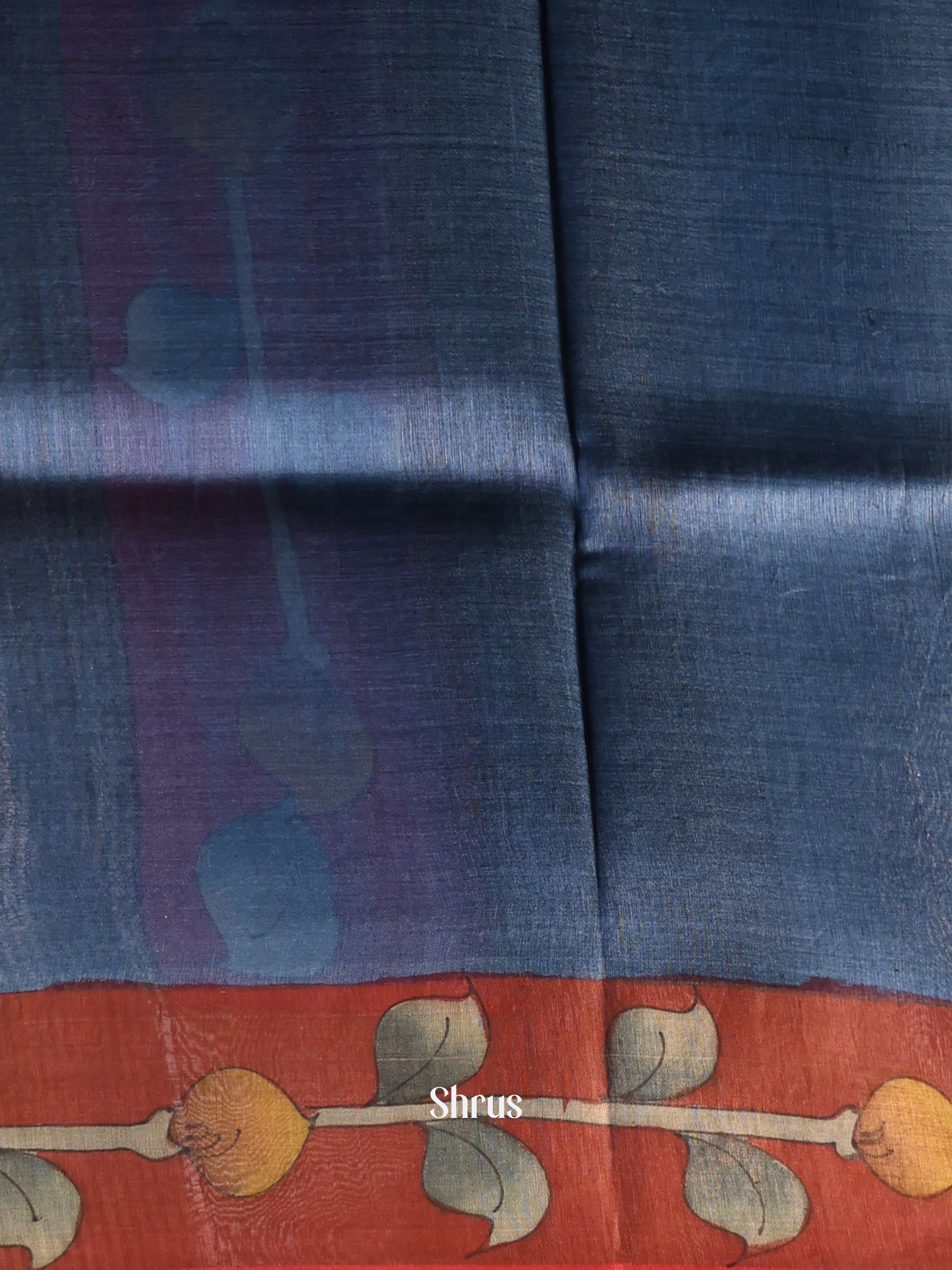 Red & Blue - Tussar Saree - Shop on Shrus.com