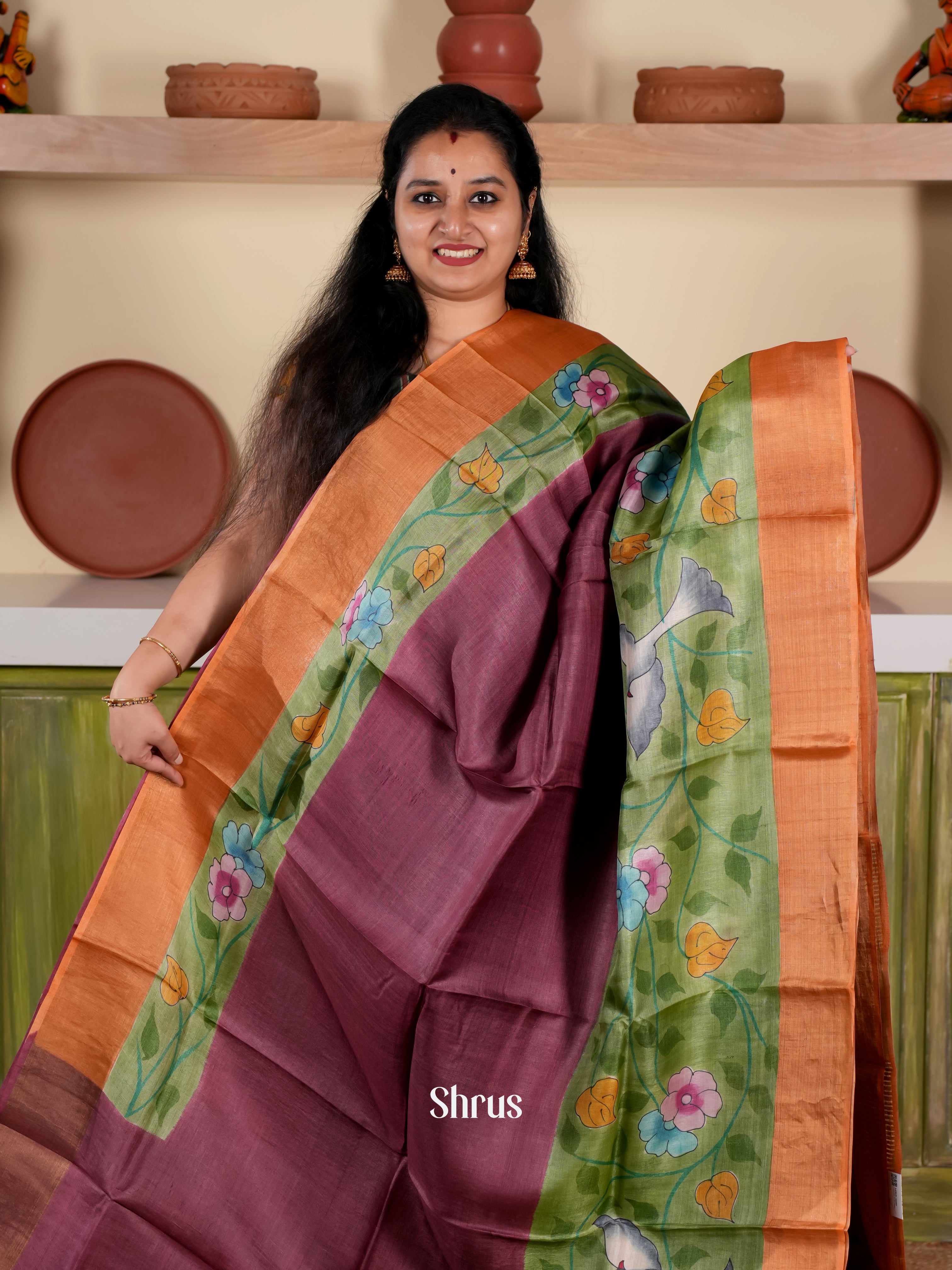 CJS22019 - Tussar Saree - Shop on Shrus.com