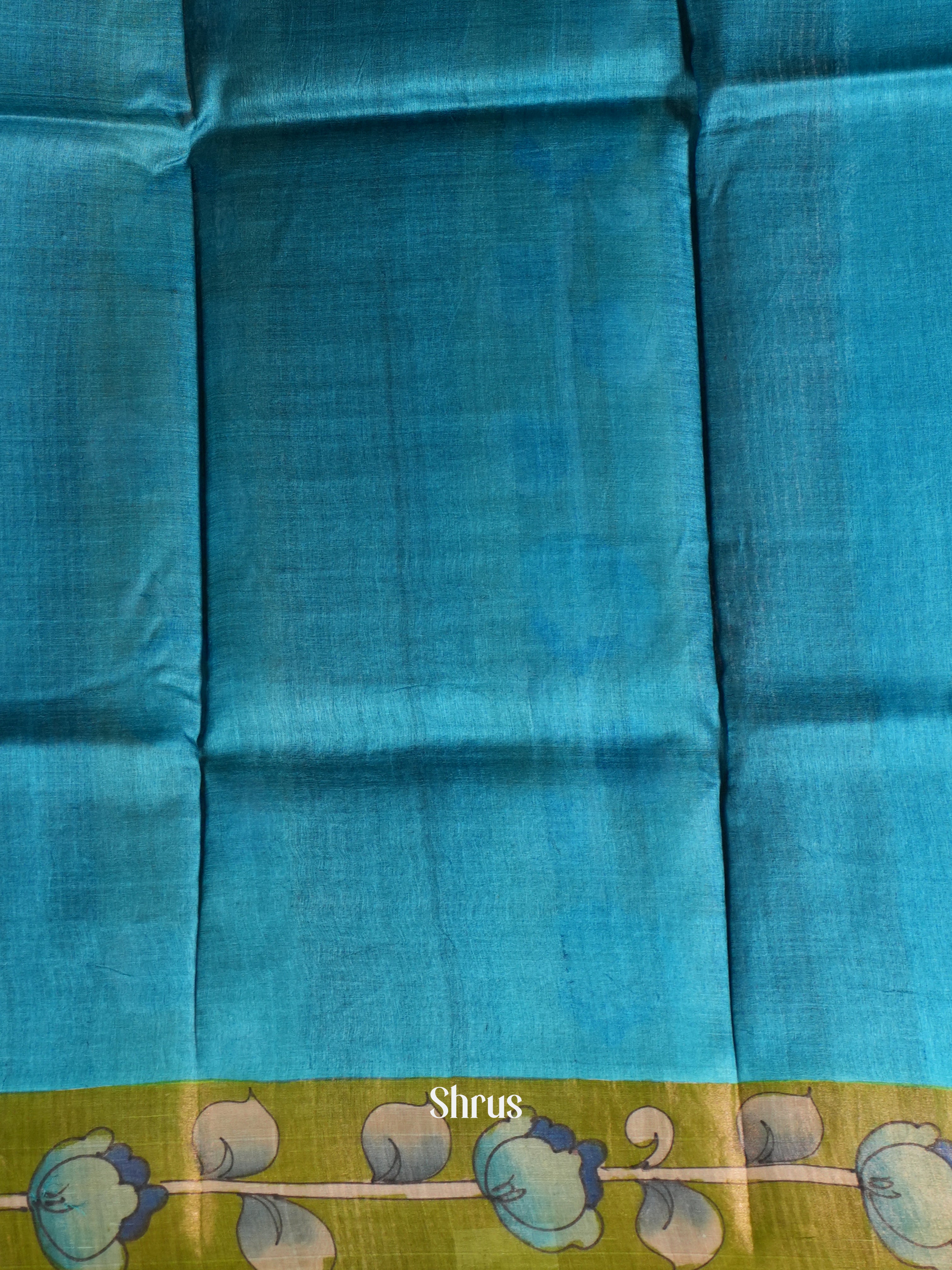 Blue & Green- Tussar Saree - Shop on Shrus.com