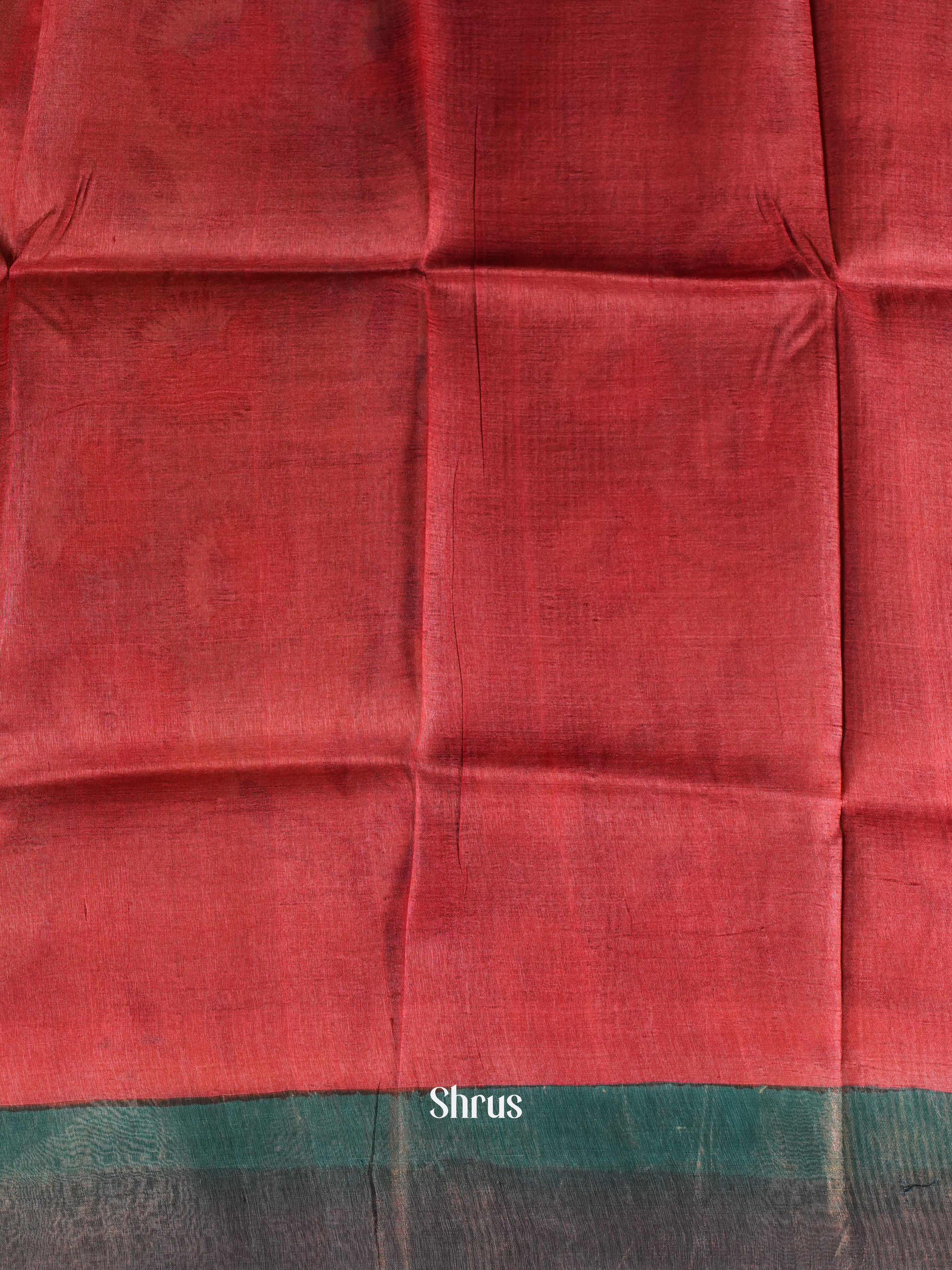 Red & Green- Tussar Saree - Shop on Shrus.com