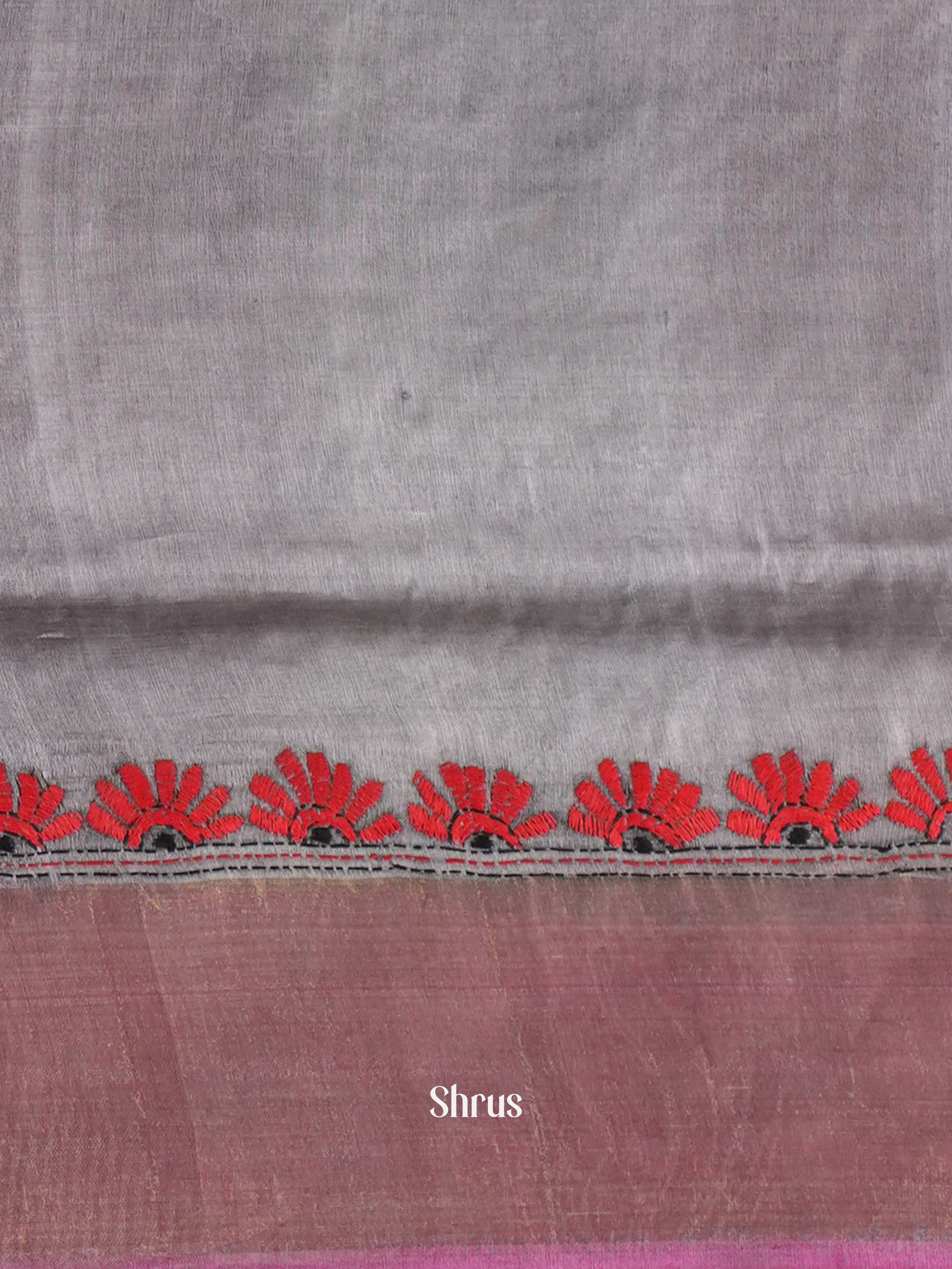 Grey & Blue - Tussar Saree - Shop on Shrus.com
