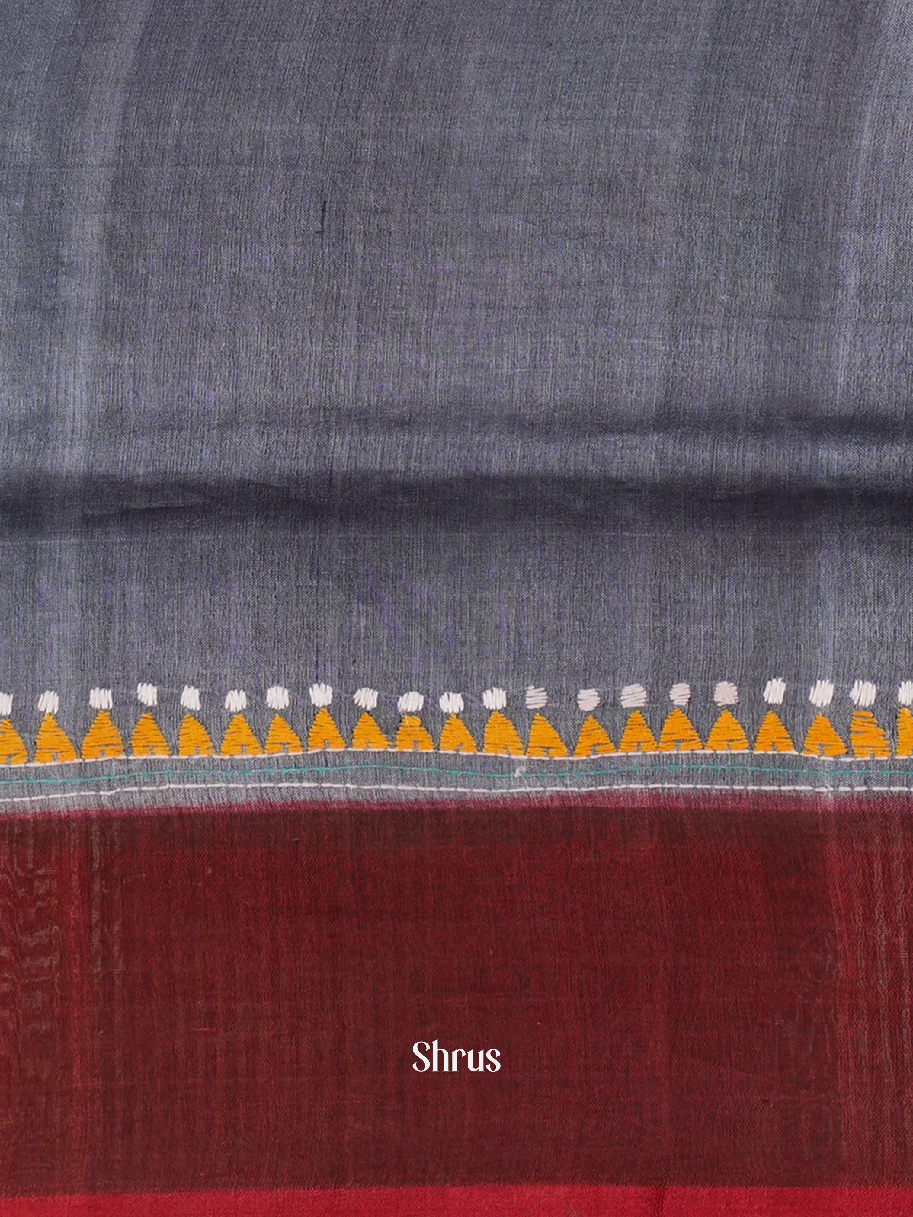 Grey & Brown - Tussar Saree - Shop on Shrus.com