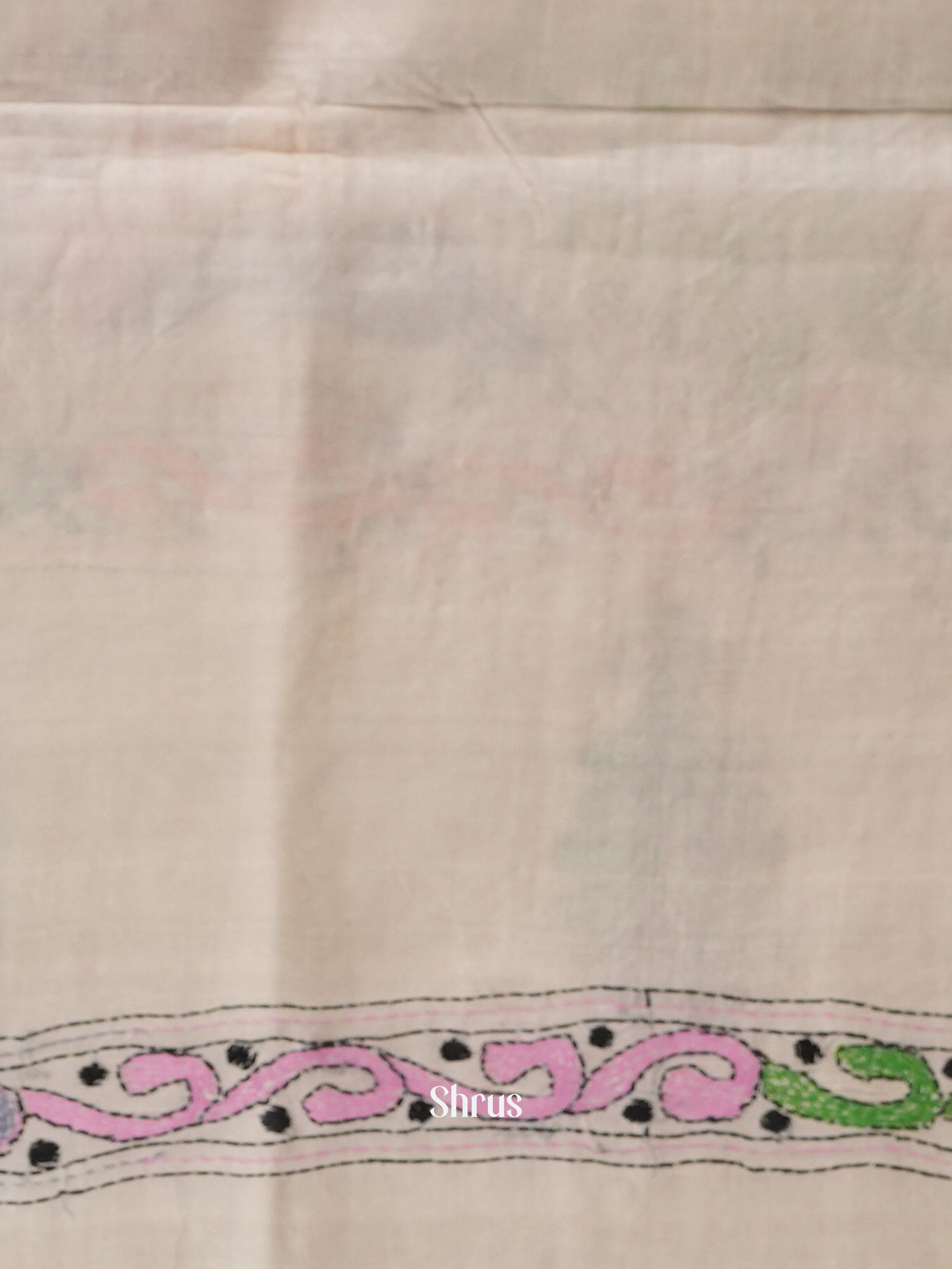 Cream - Tussar Saree - Shop on Shrus.com