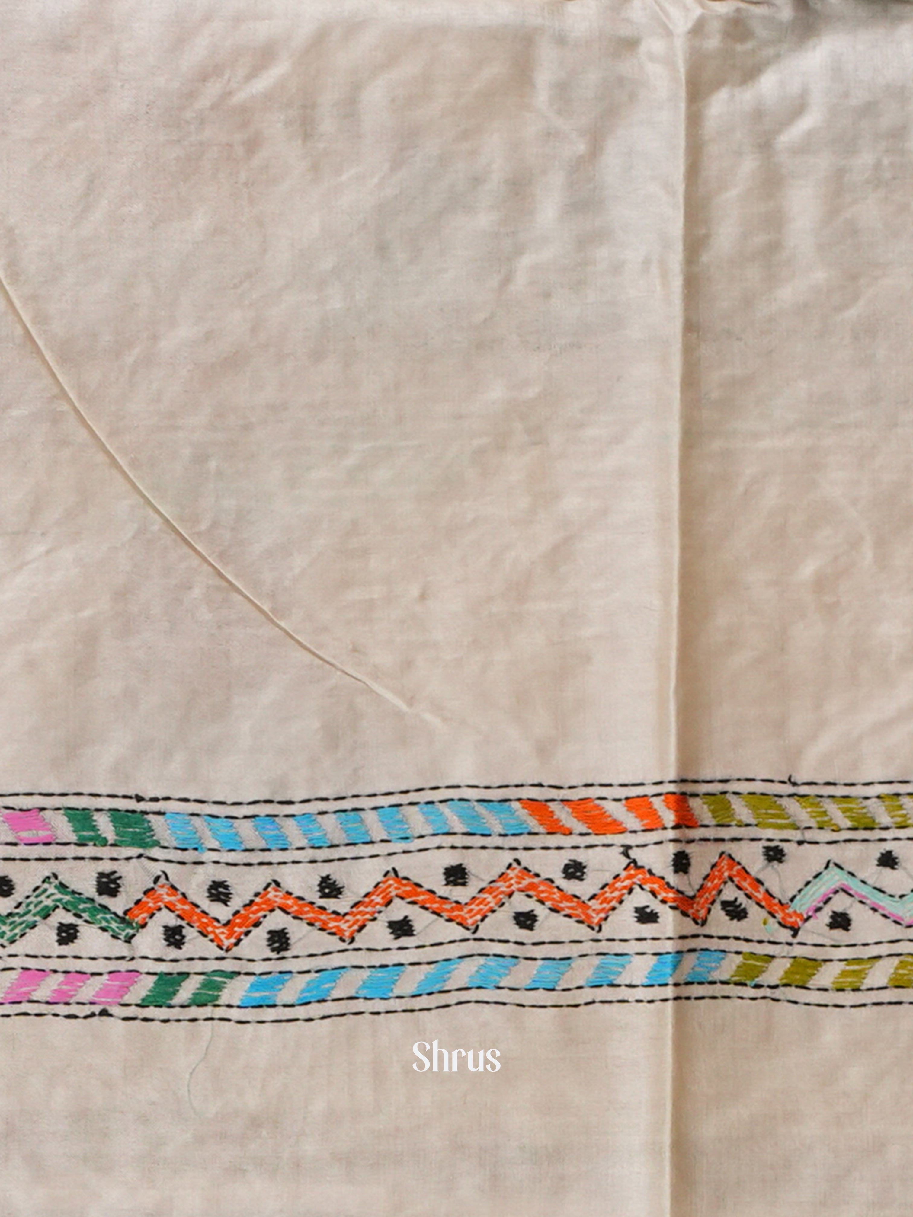 Cream - Tussar Silk Saree - Shop on Shrus.com