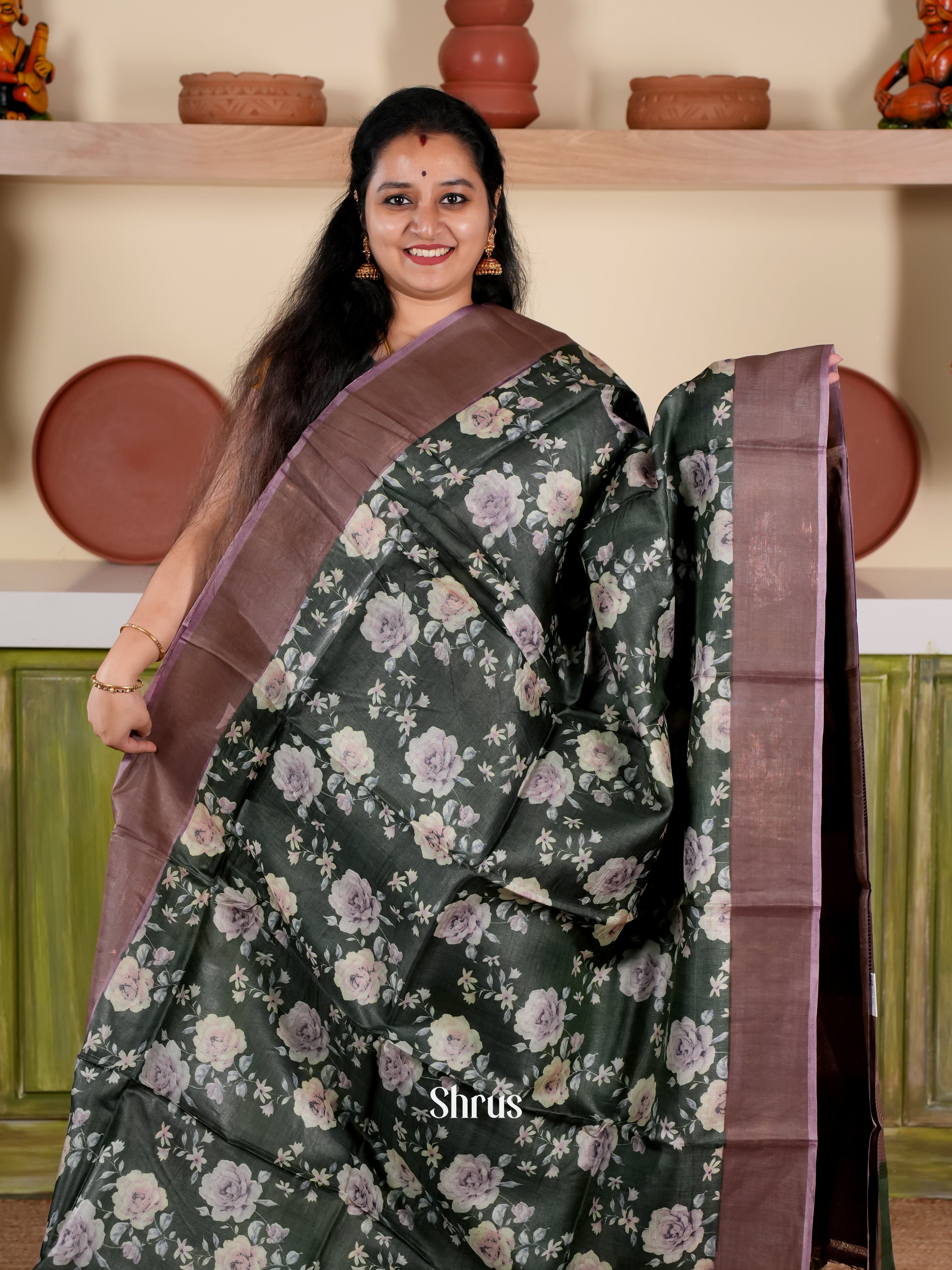 Green & Purple - Tussar Saree - Shop on Shrus.com