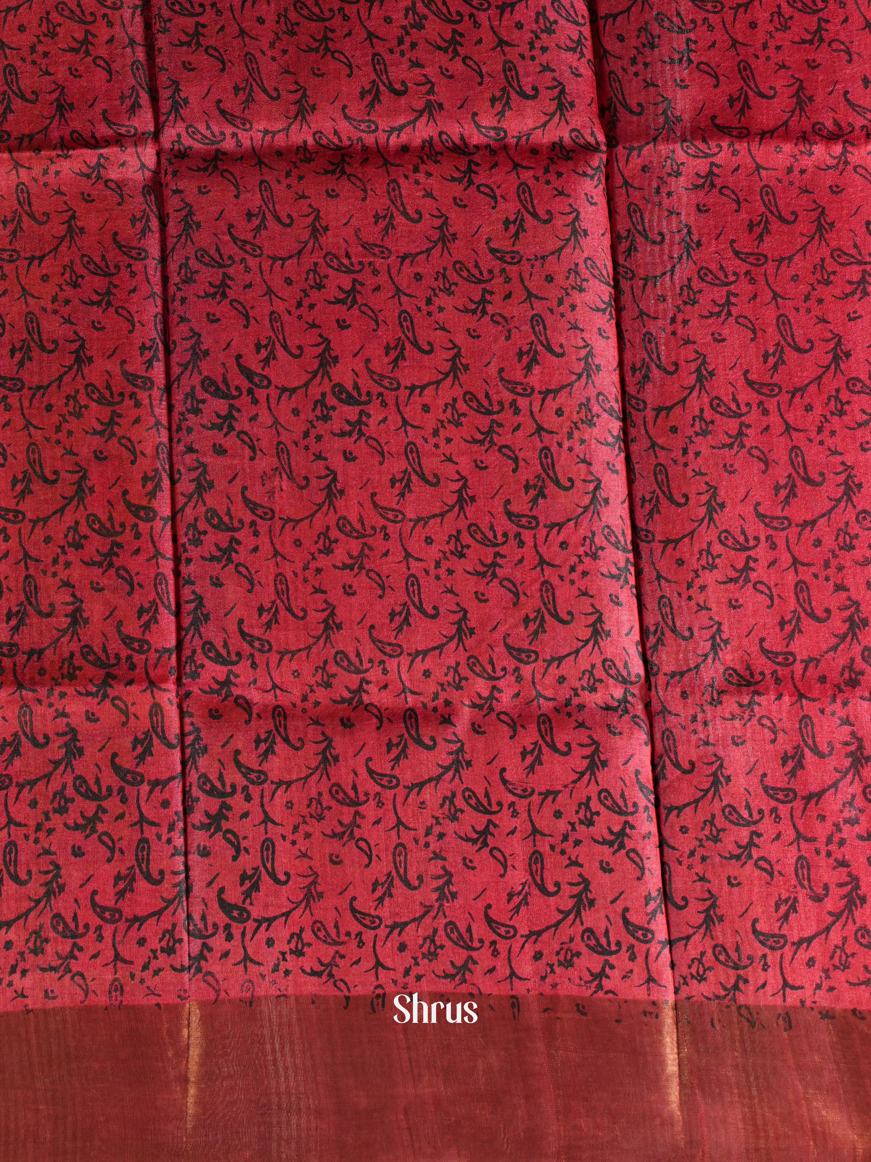 Brown & Maroon - Tussar Saree - Shop on Shrus.com