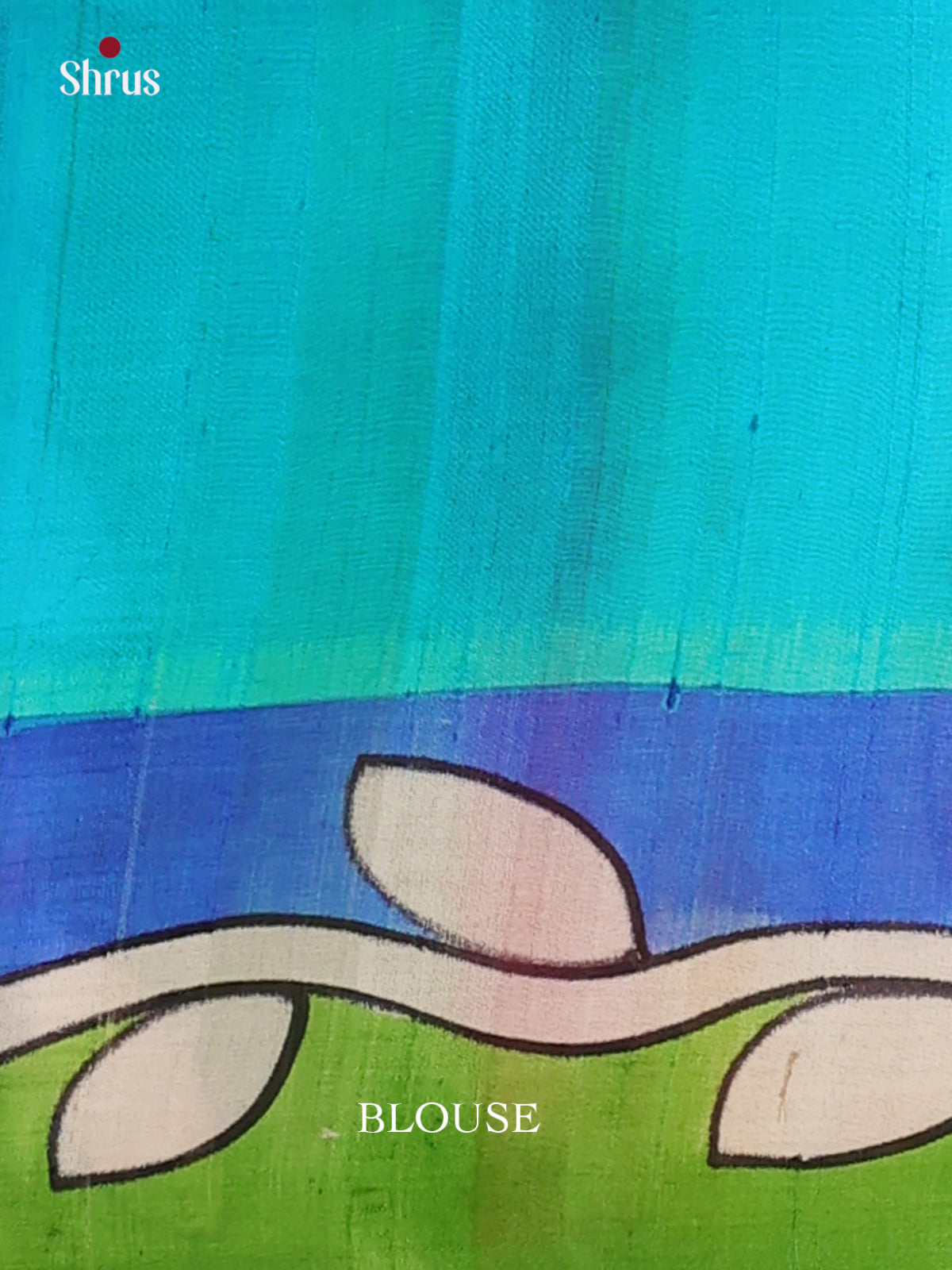 Blue & Green - Murshidabad Silk Saree-2