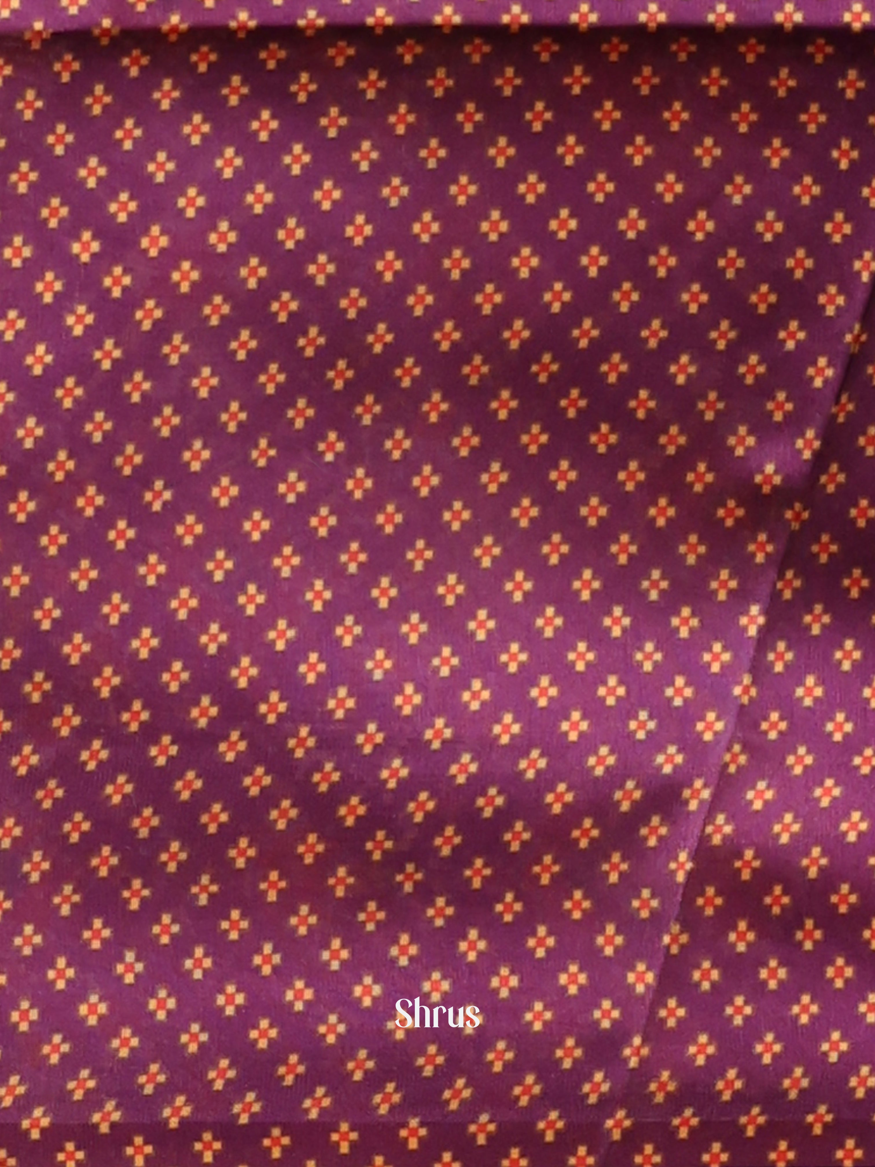 Cream & Purple- Champa semitussar Saree - Shop on Shrus.com