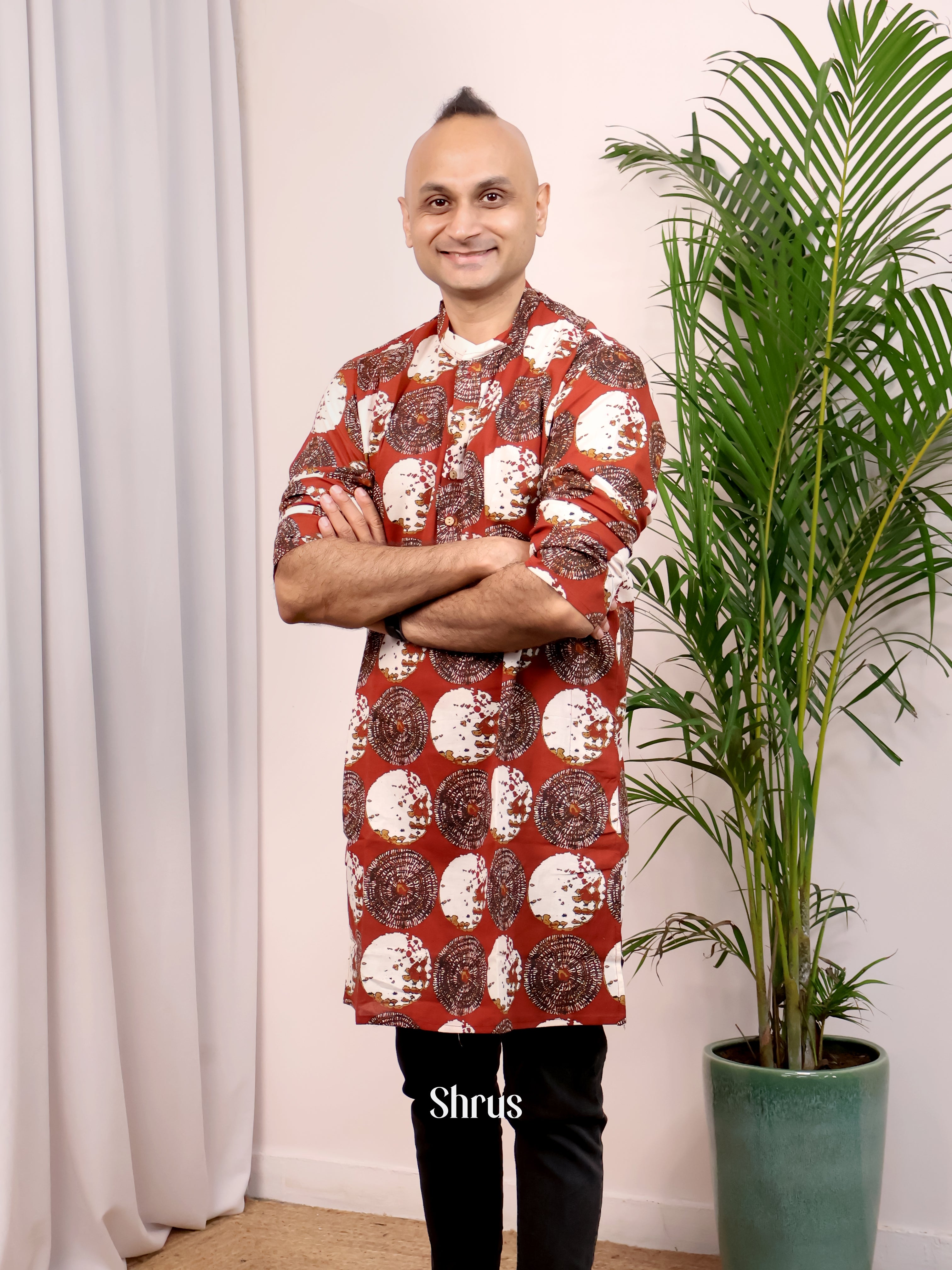 Maroon - Readymade Mens Kurta - Shop on Shrus.com