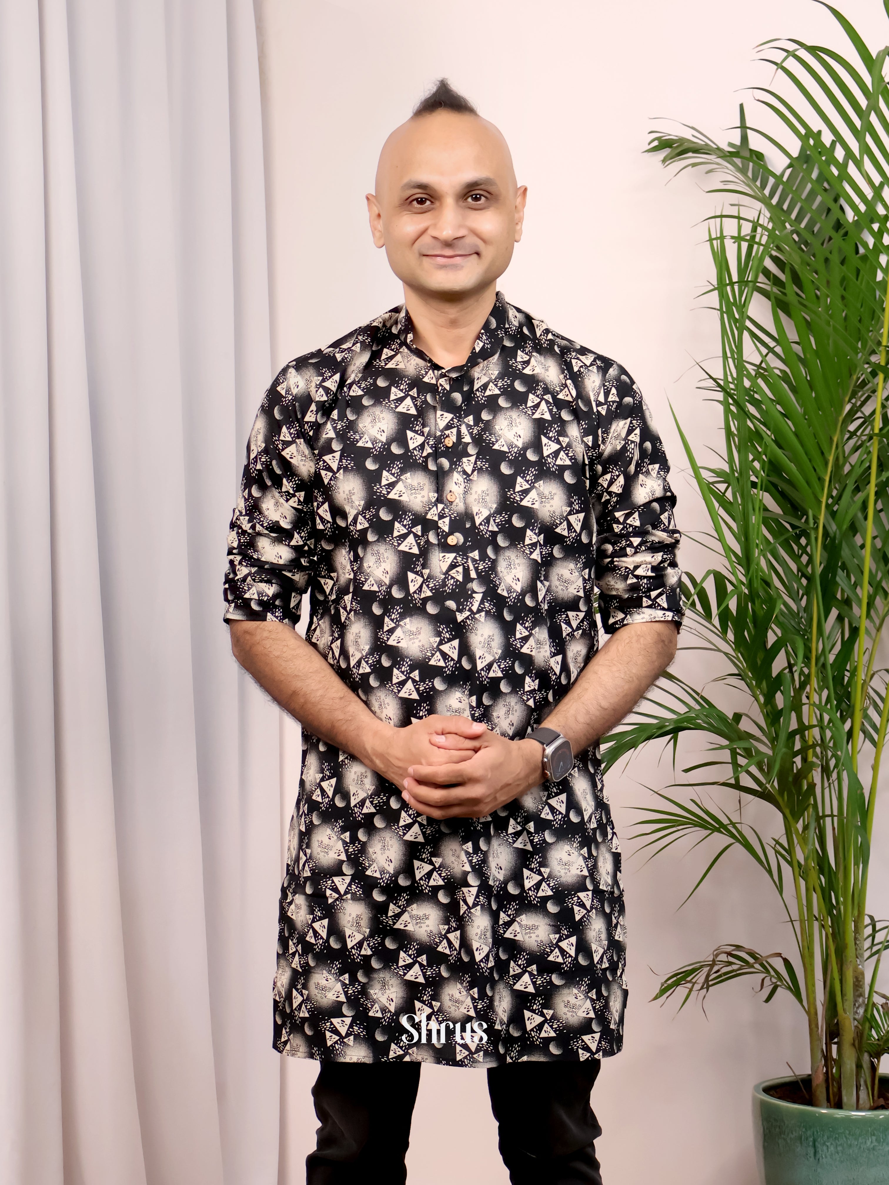 Black - Readymade Mens Kurta - Shop on Shrus.com