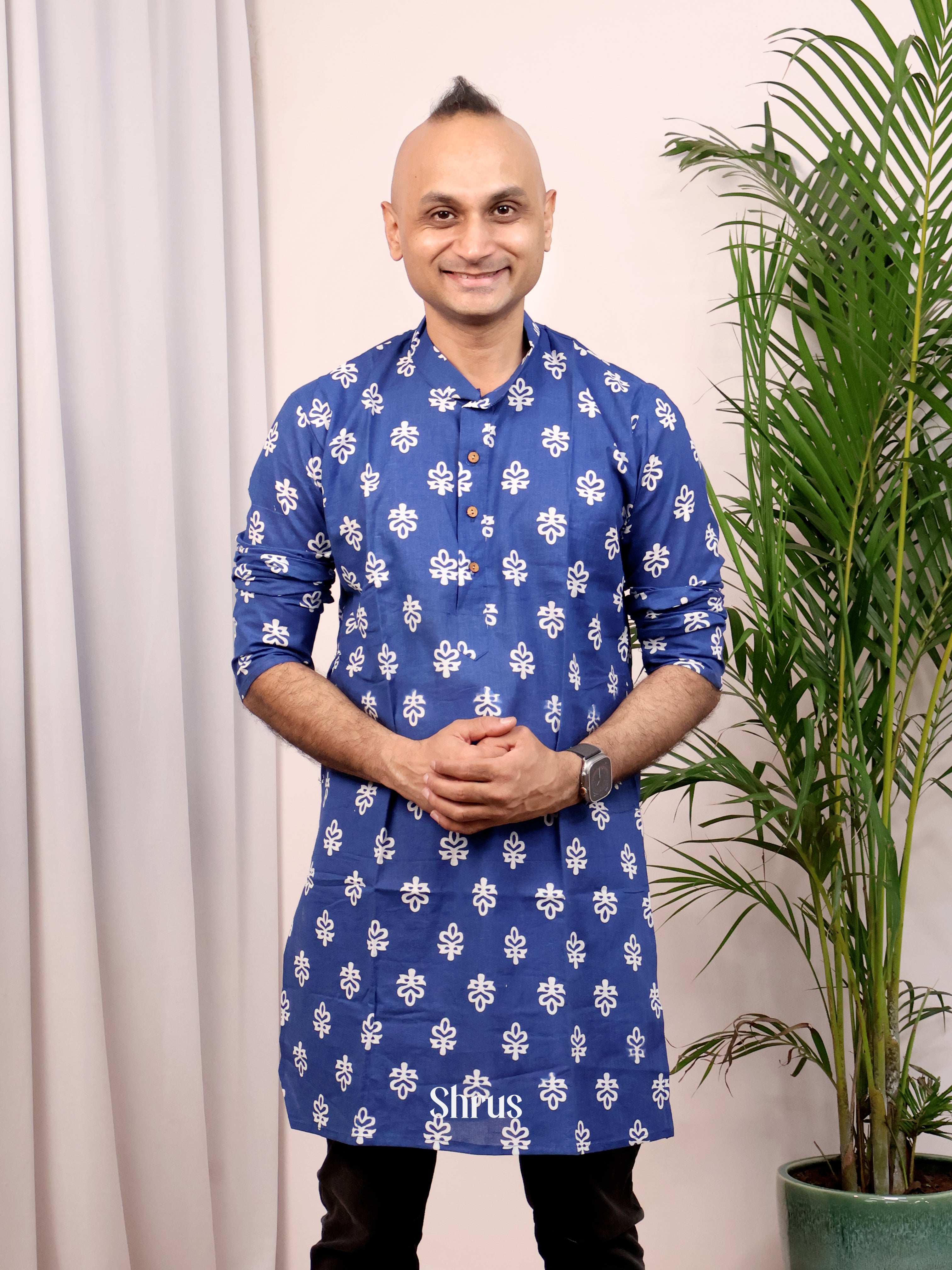 Blue - Readymade Mens Kurta - Shop on Shrus.com